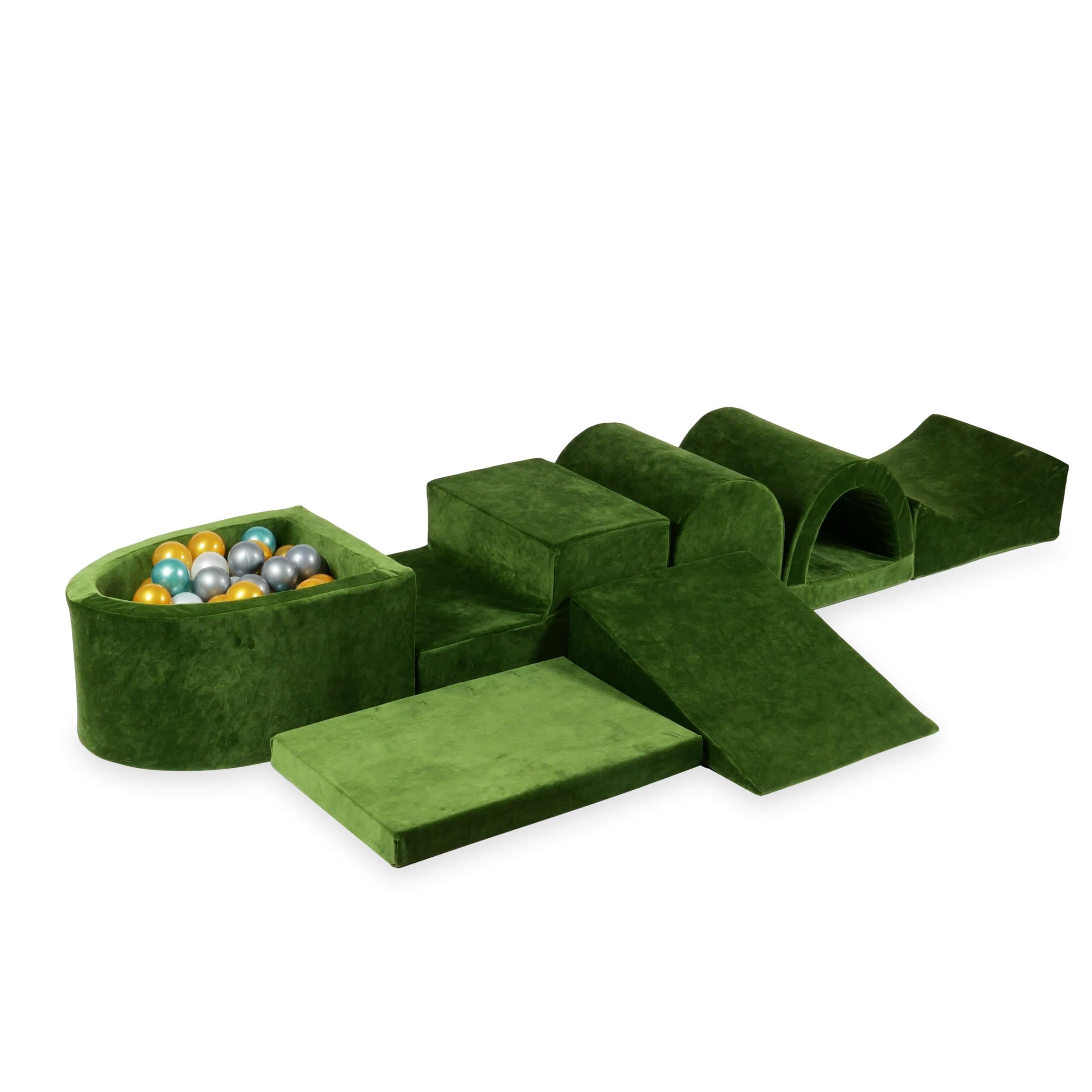 Największy piankowy plac zabaw z basenem micro Velvet Soft oliwkowy + 100 piłek