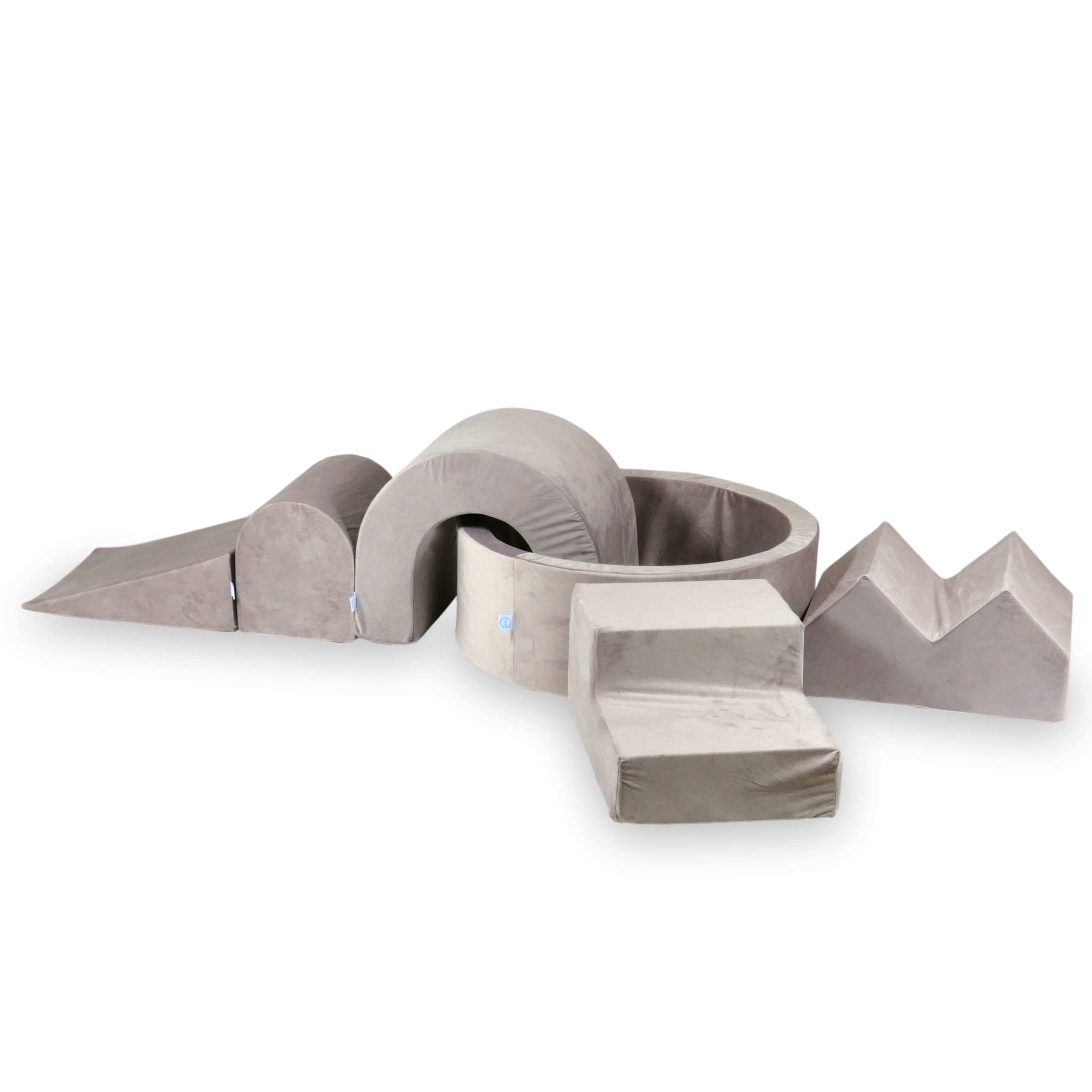 Mimii Schaumstoff-Spielset mit rundem Bällebad 90 × 30 cm aus Samt – 5-teilig, ohne Bälle
