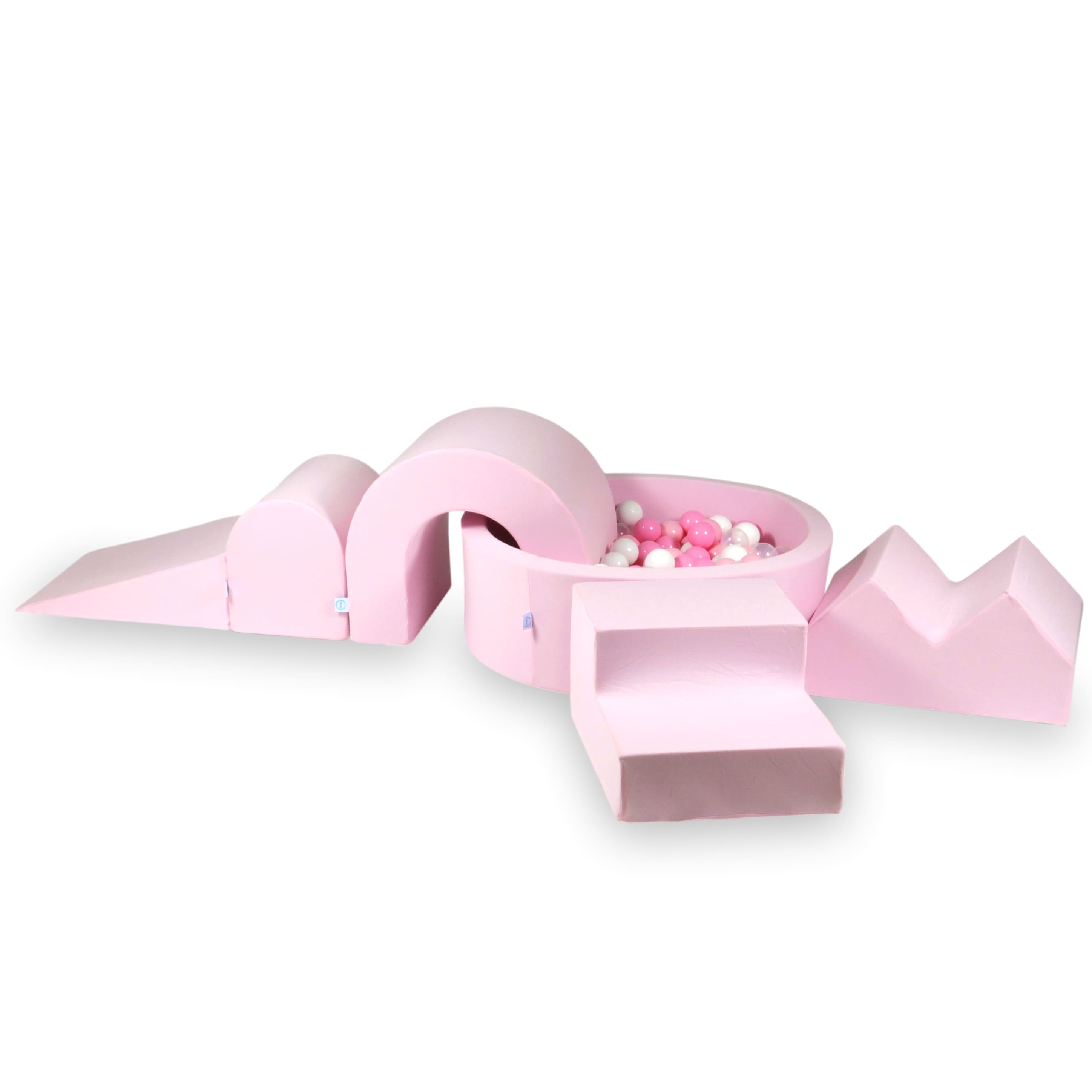 Mimii Schaumstoff-Spielset mit rundem Bällebad 90 × 30 cm in Puderrosa – 5-teilig, mit 200 Bällen