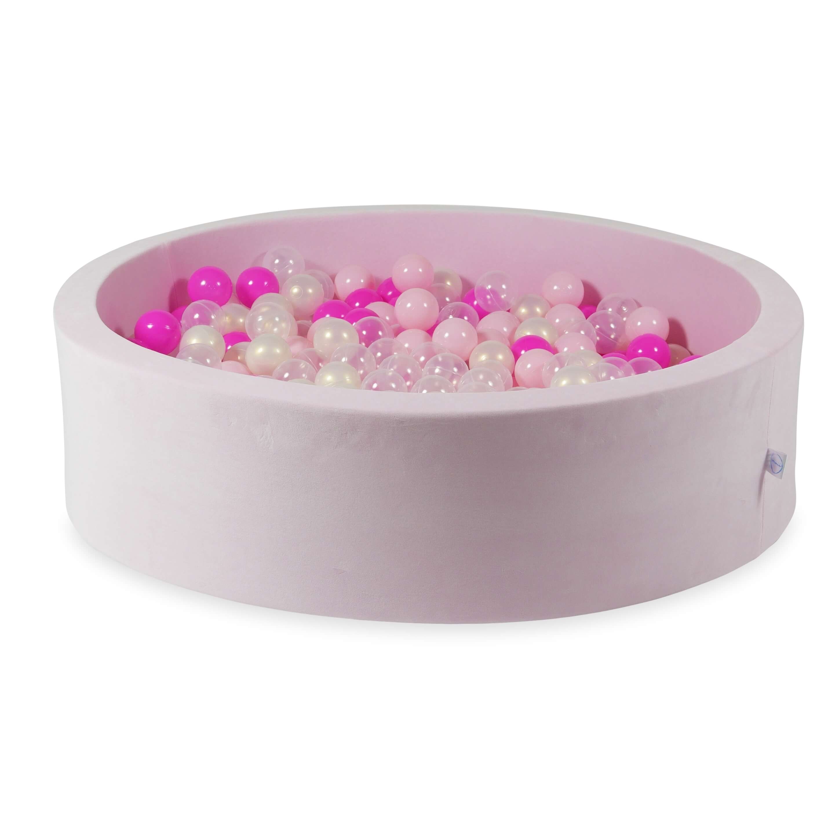 Ball pit with balls 110 × 30 cm Velvet Soft light pink with 400 balls