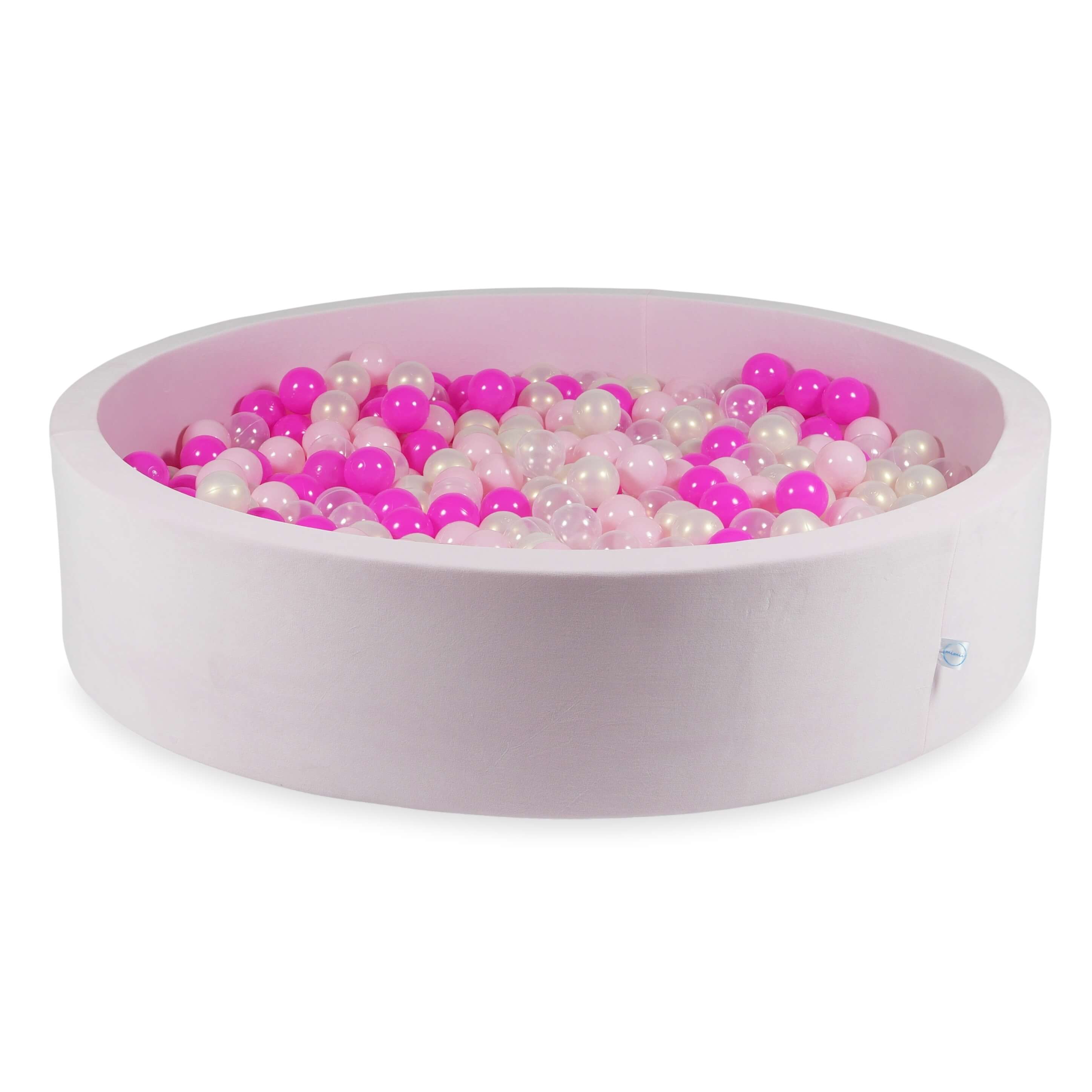 Ball pit with balls 130 × 30 cm Velvet Soft light pink with 600 balls