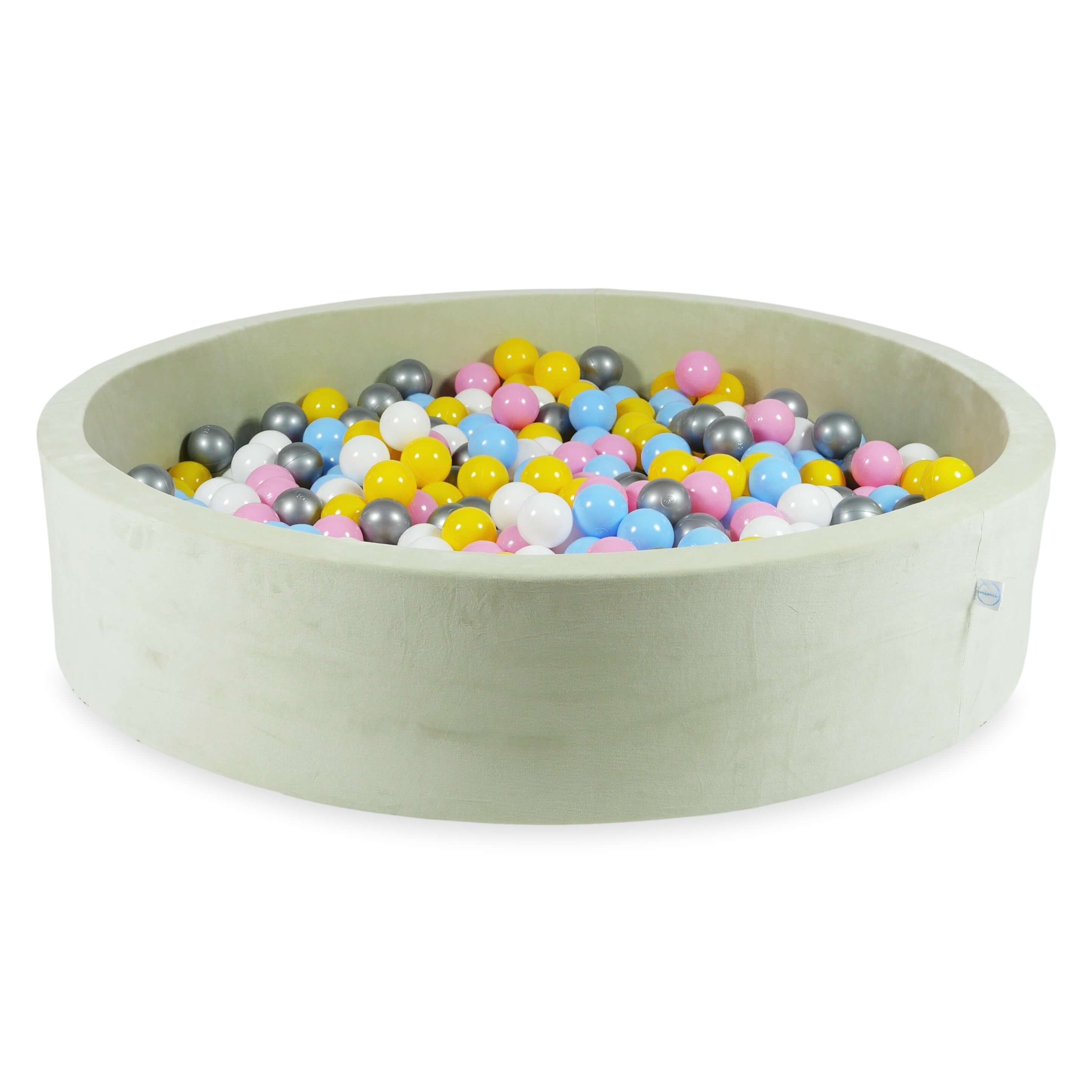 Ball pit with balls 130 × 30 cm Velvet Soft pistachio with 600 balls