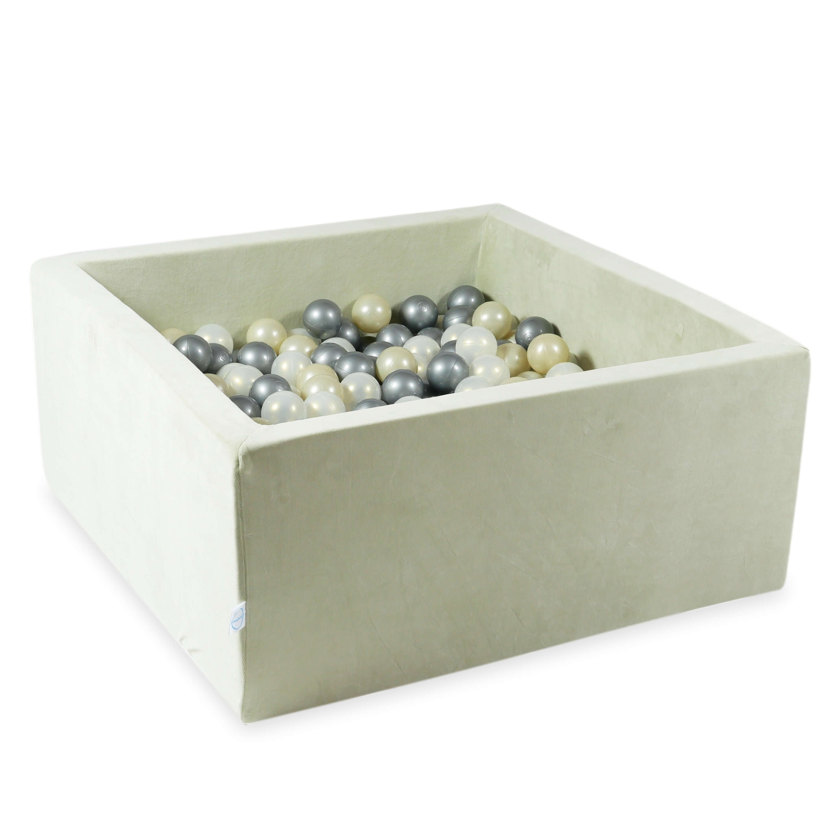 Square ball pit with balls 90 × 90 × 40 cm Velvet Soft pistachio + 400 balls