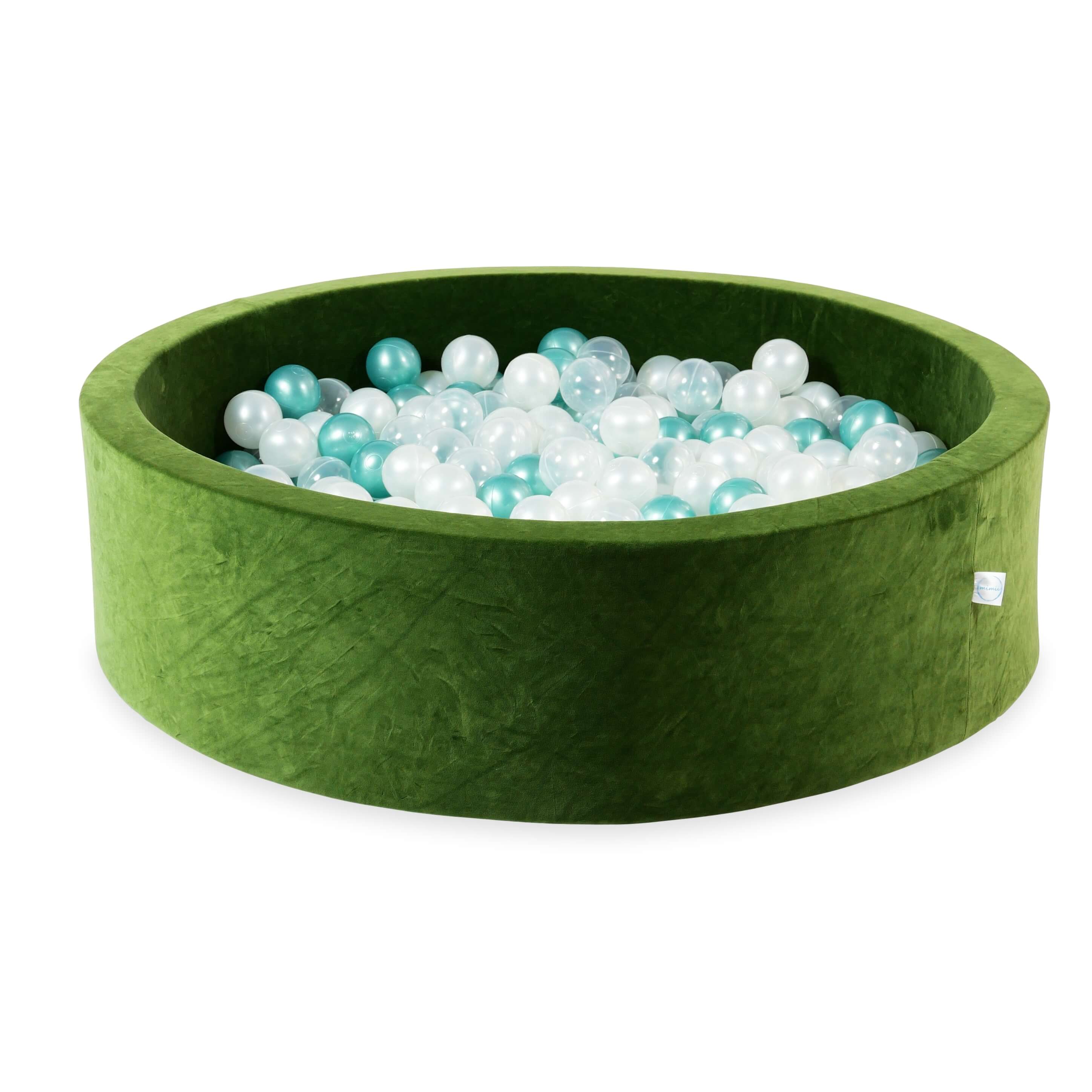 Mimii Bällebad aus Velvet Soft in Olivgrün – rund, 110 × 30 cm, mit 400 Bällen
