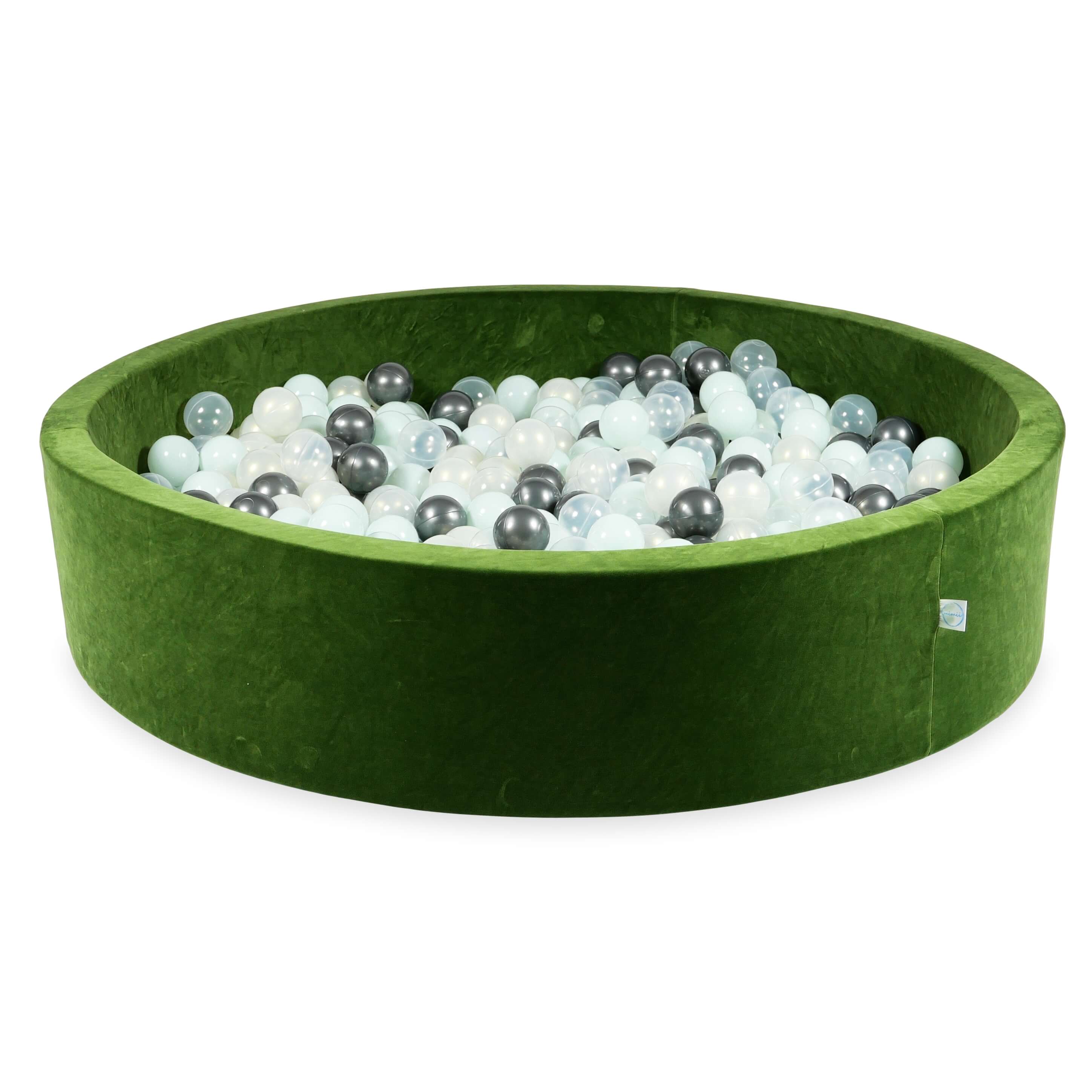 Ball pit with balls 130 × 30 cm Velvet Soft olive with 600 balls