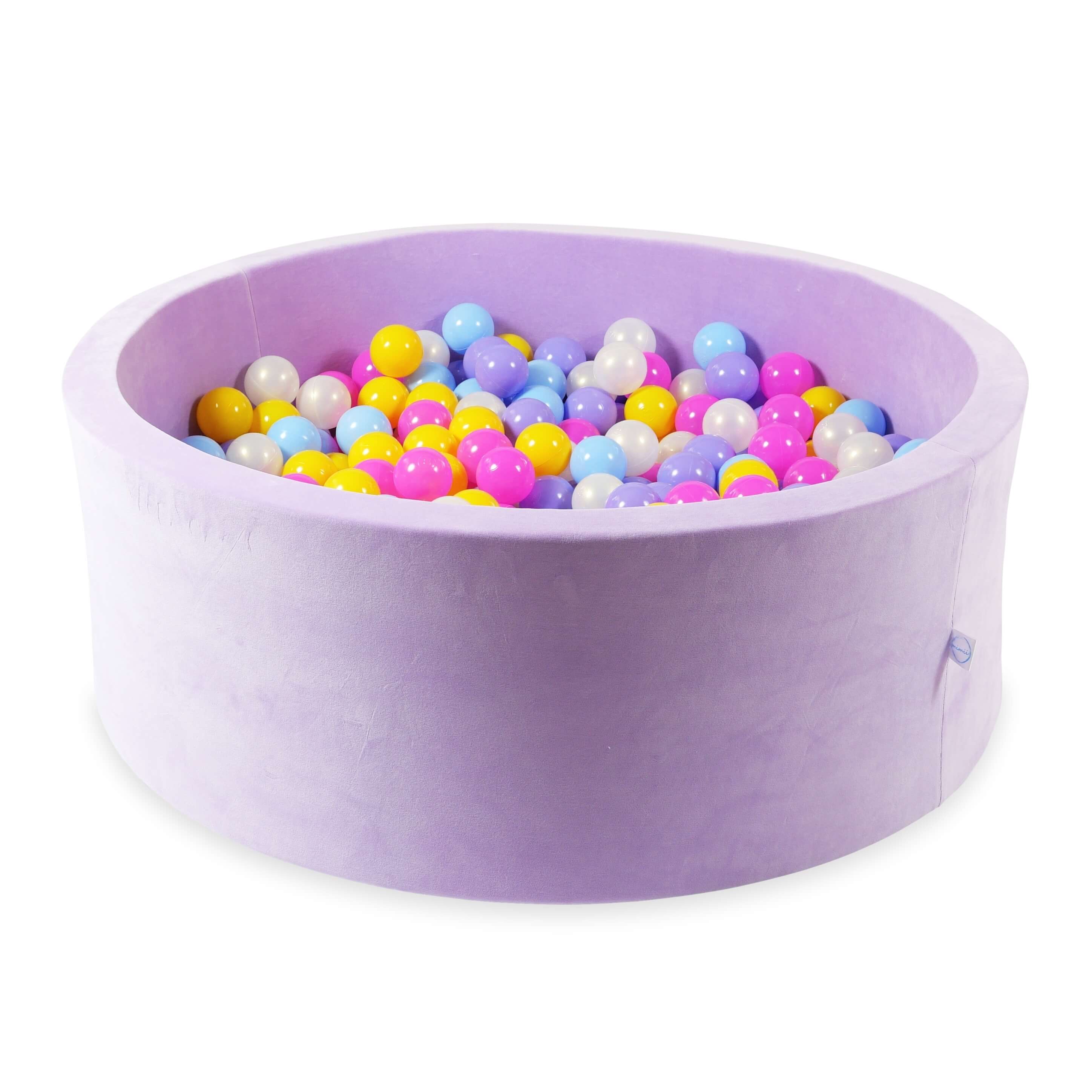 Ball pit with balls 110 × 40 cm Velvet Soft lilac with 500 balls