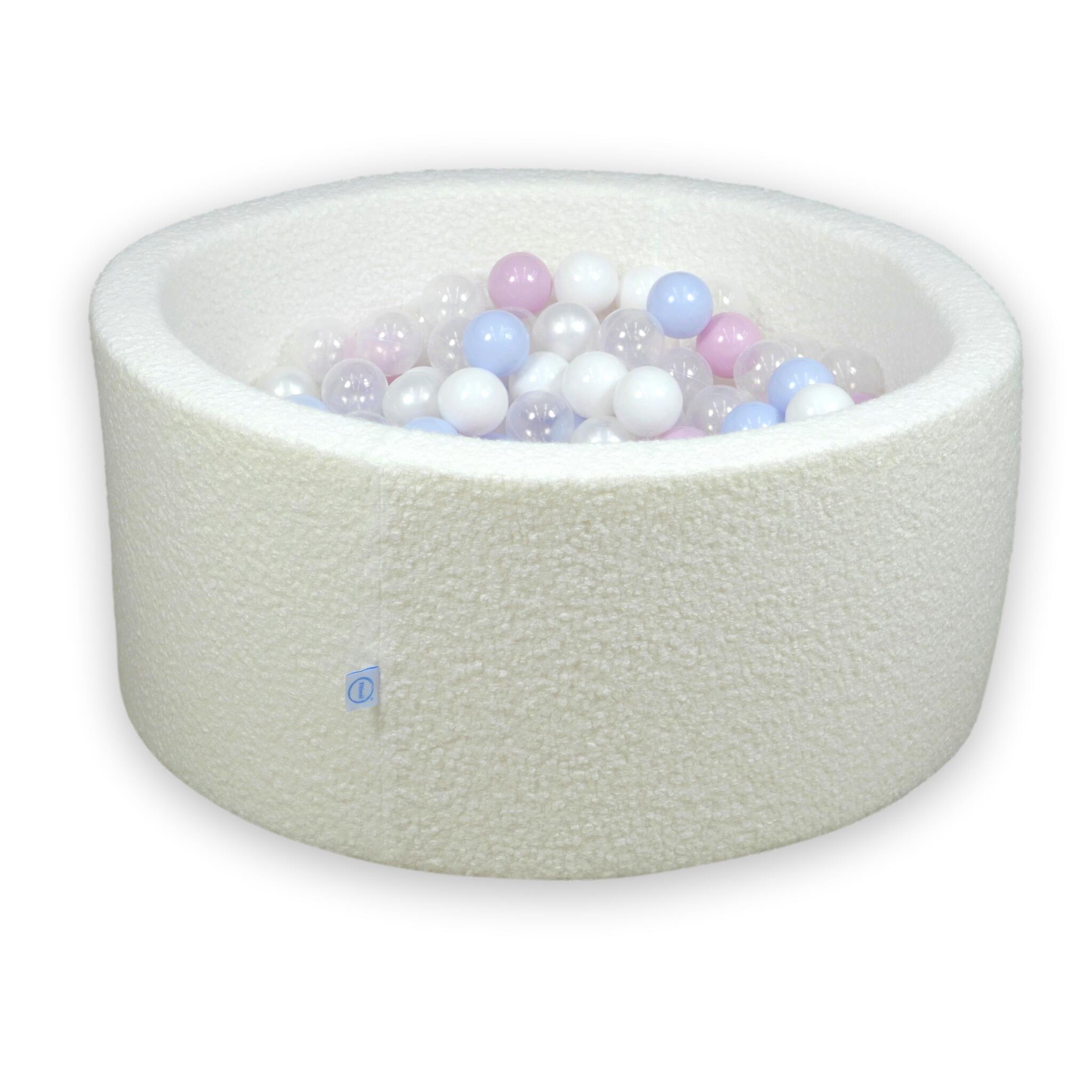 Ball pit with balls 90 × 40 cm bouclé white with 300 balls