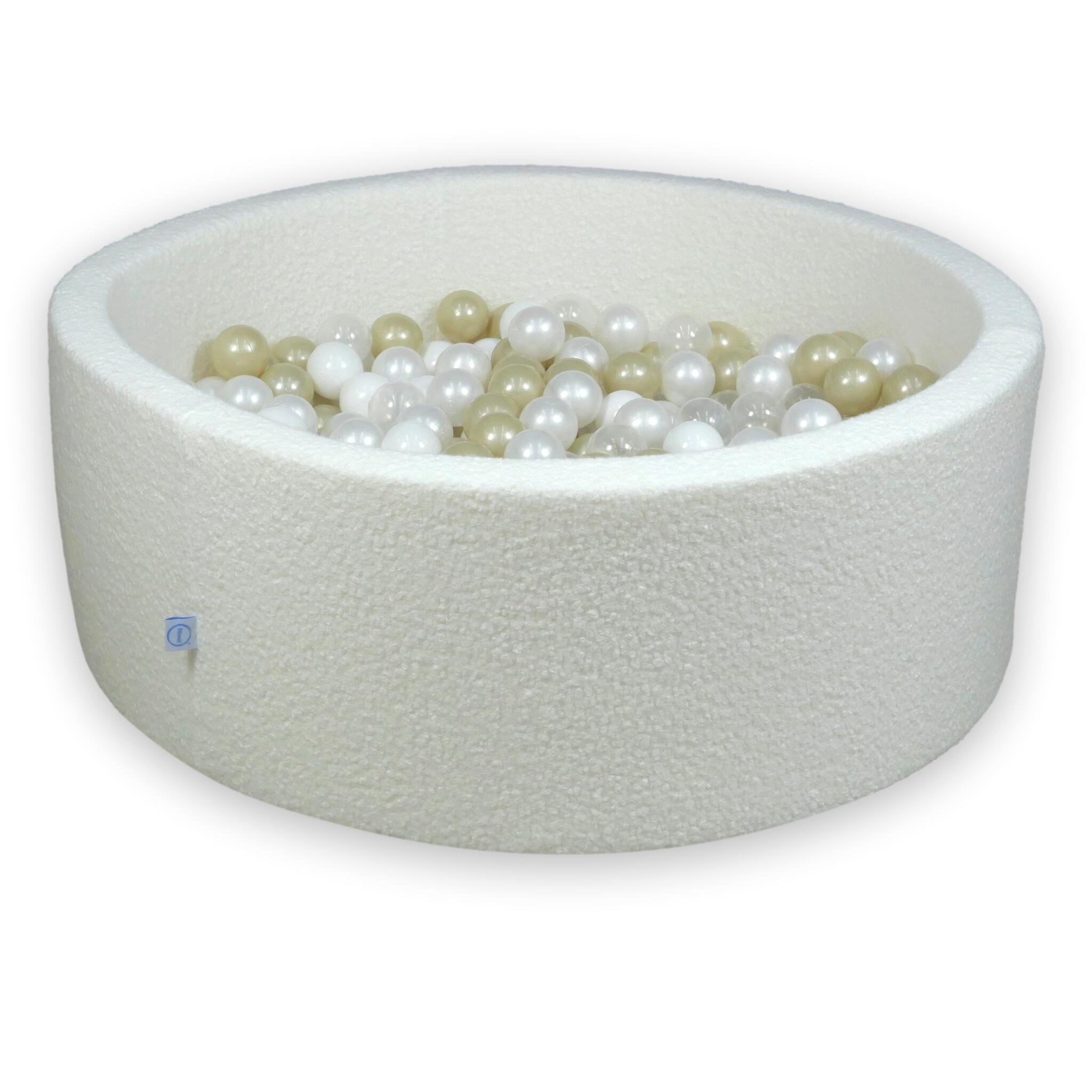 Ball pit with balls 110 × 40 cm bouclé white with 500 balls