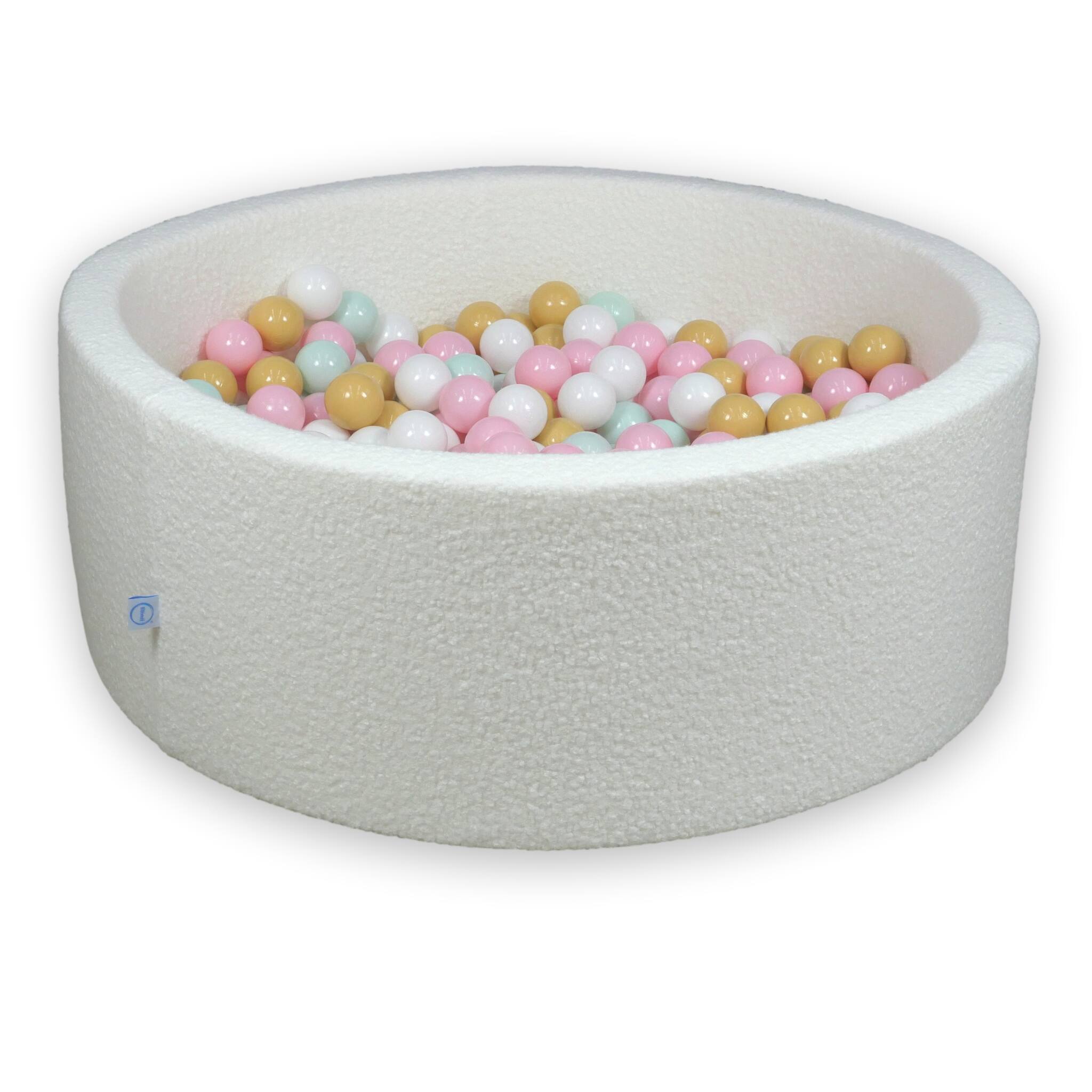 Ball pit with balls 110 × 40 cm bouclé white with 500 balls