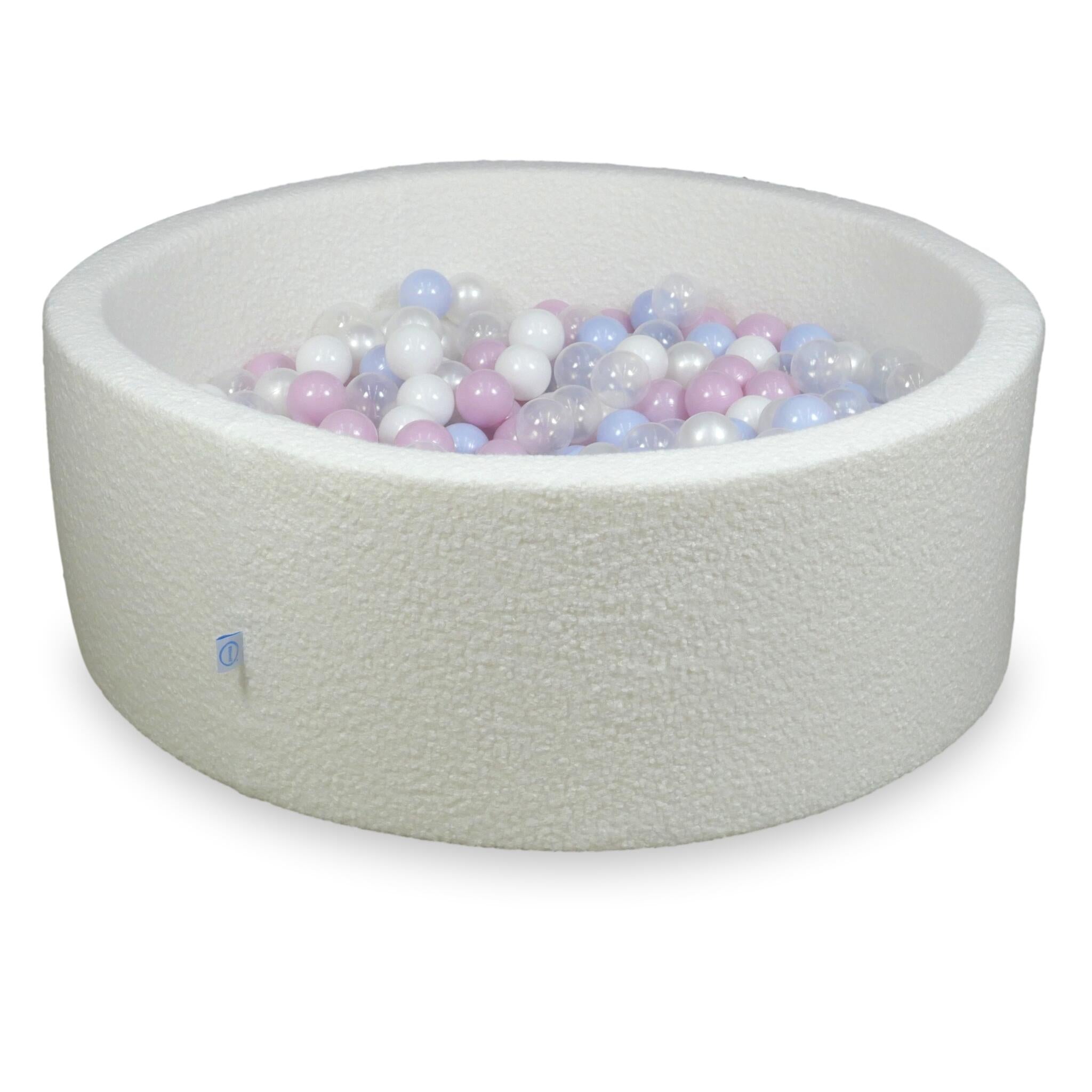 Ball pit with balls 110 × 40 cm bouclé white with 500 balls