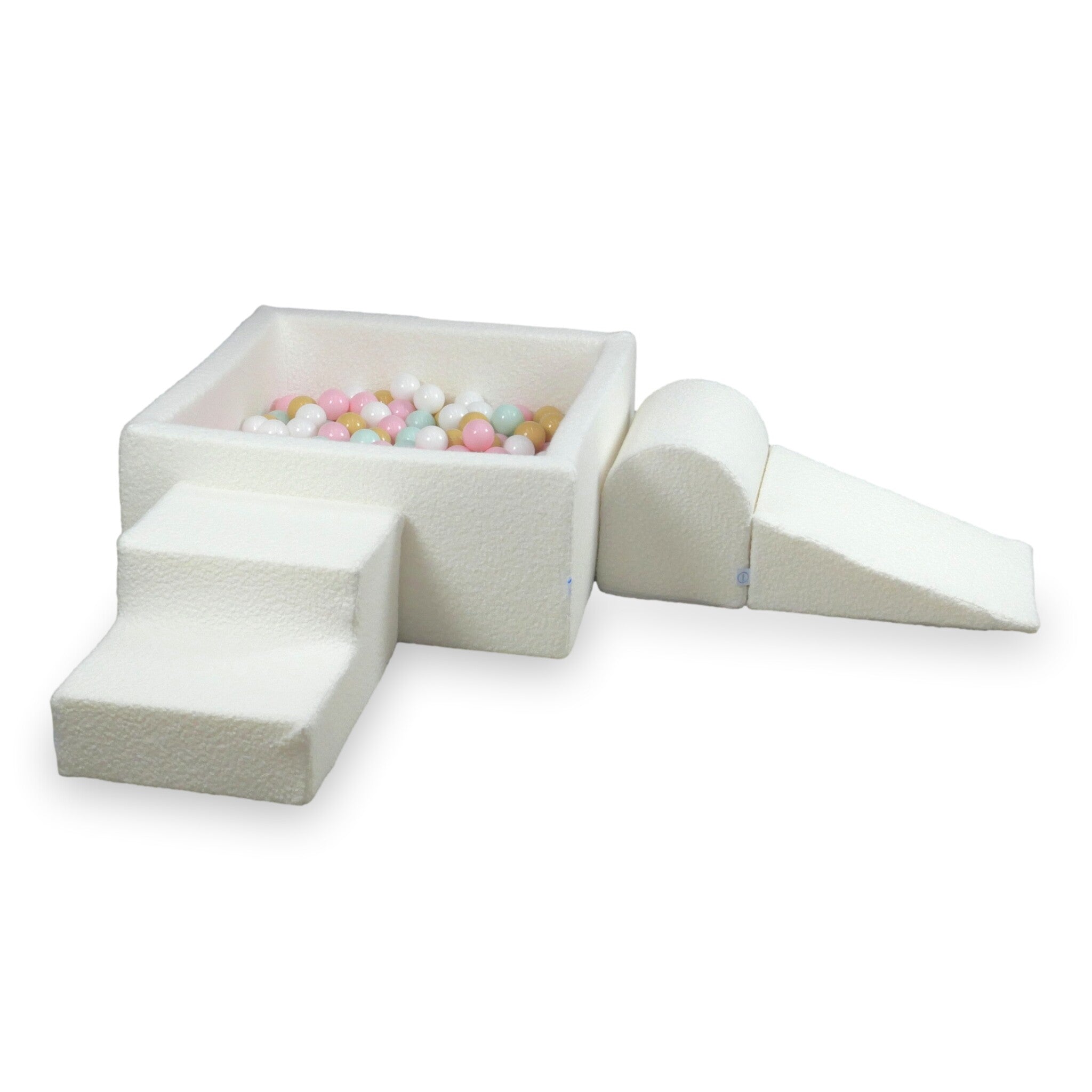 Foam play set with square ball pit bouclé white + 400 balls