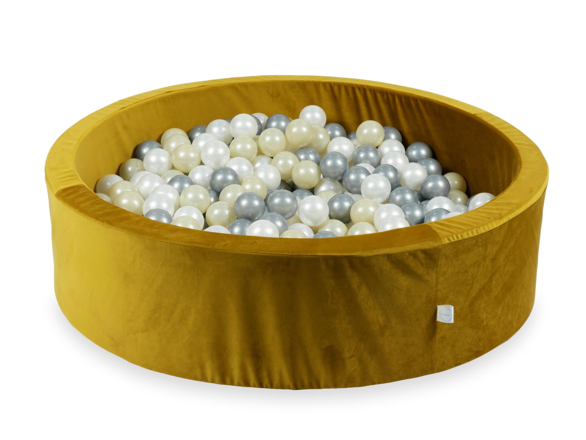Ball pit with balls 110 × 30 cm velvet gold with 400 balls