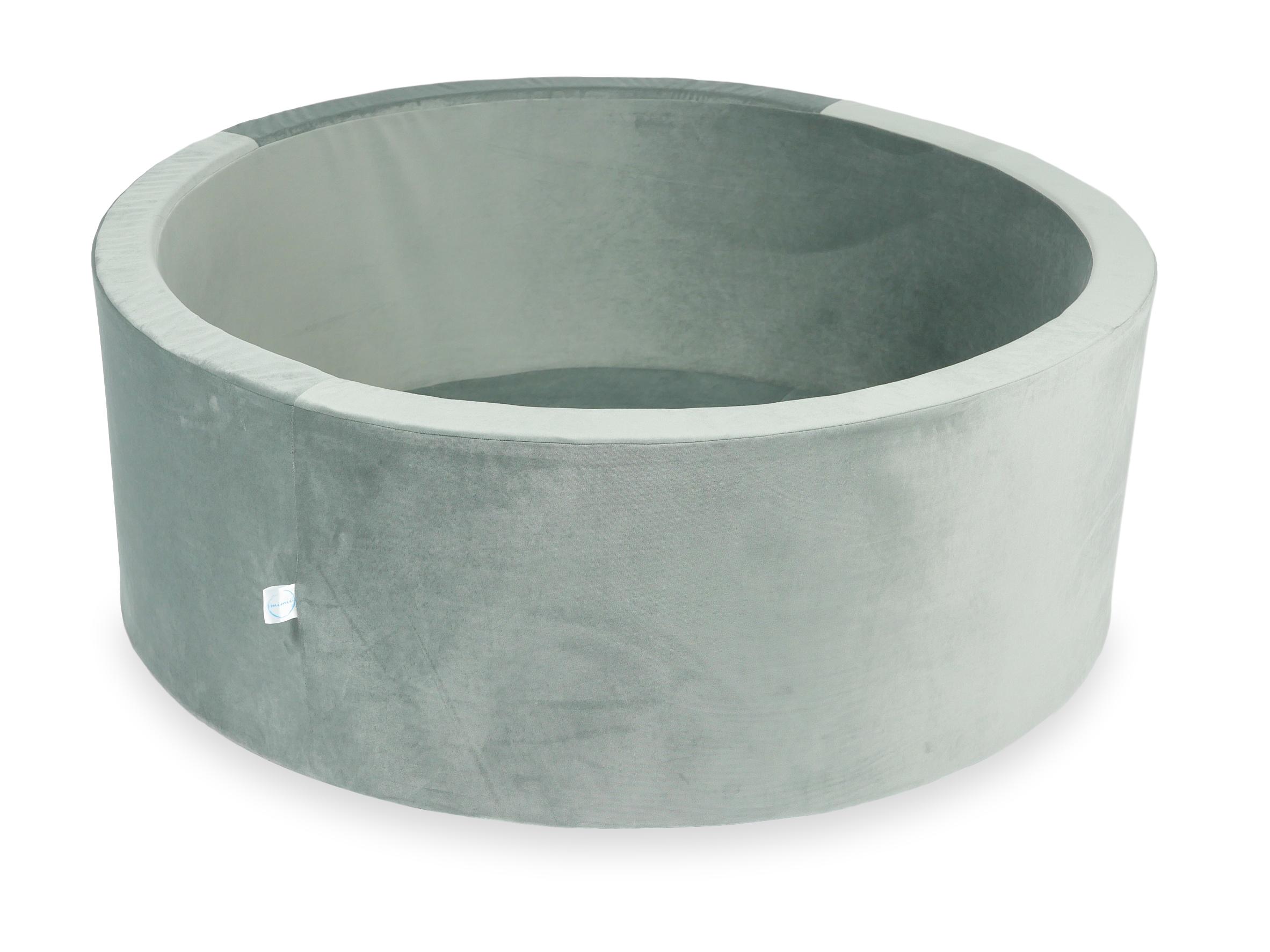 Mimii Bällebad aus Samt in Grau – rund, 110 × 40 cm, ohne Bälle