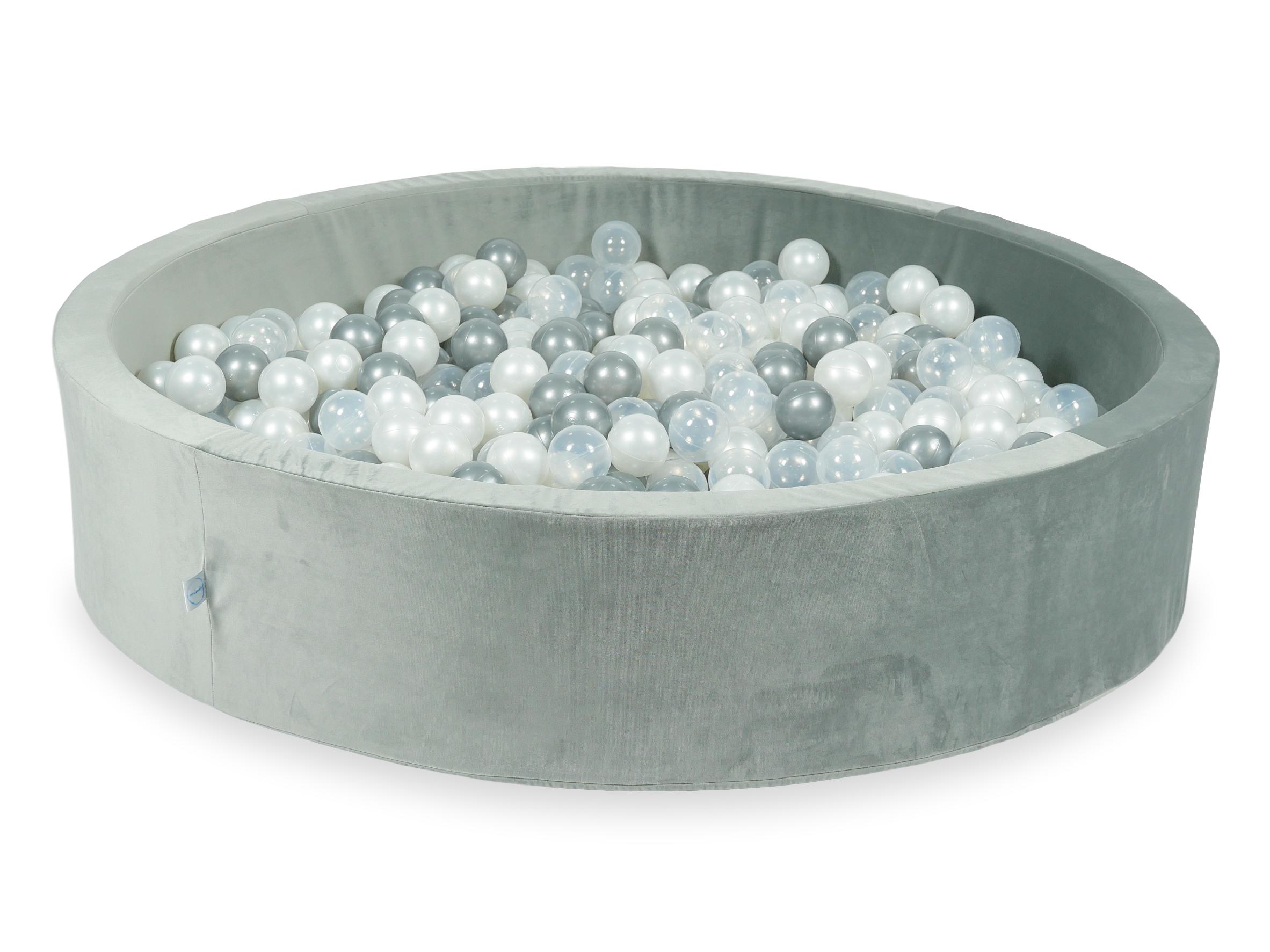 Ball pit with balls 130 × 30 cm velvet grey with 600 balls