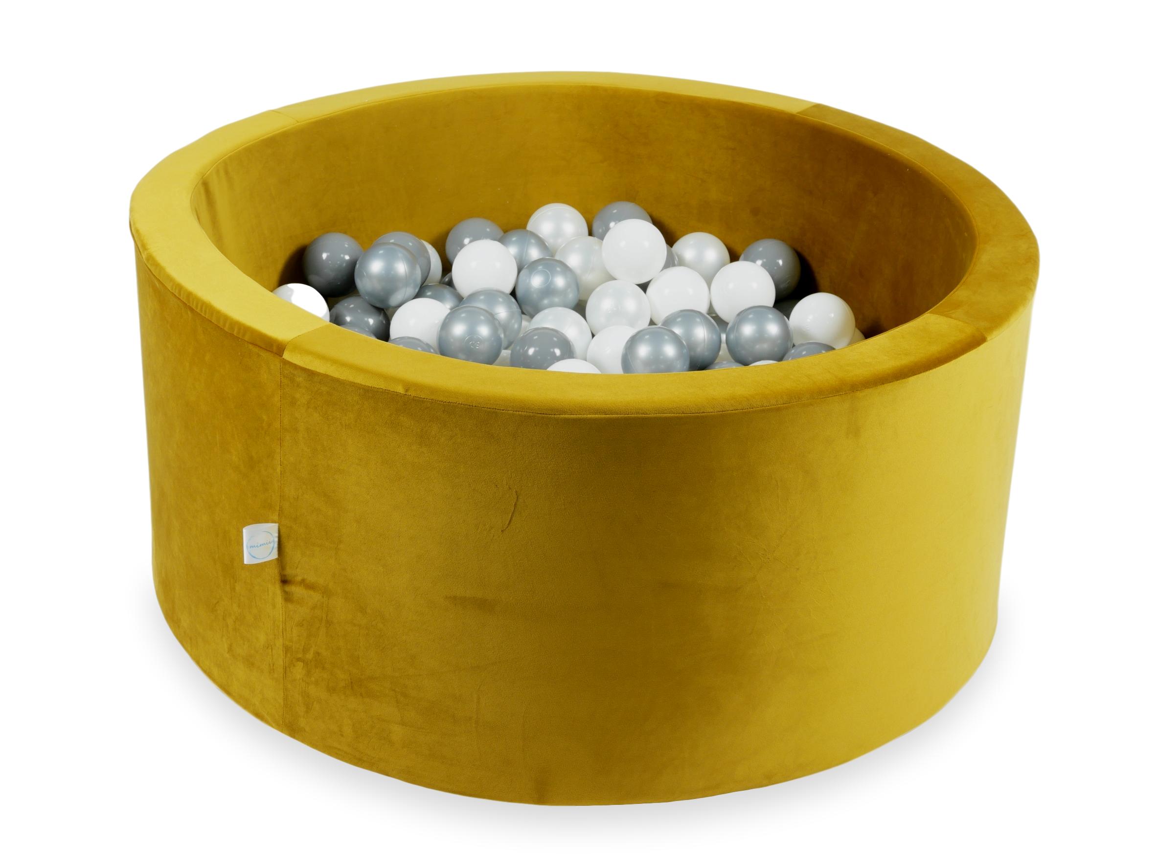 Ball pit with balls 90 × 40 cm velvet gold with 300 balls