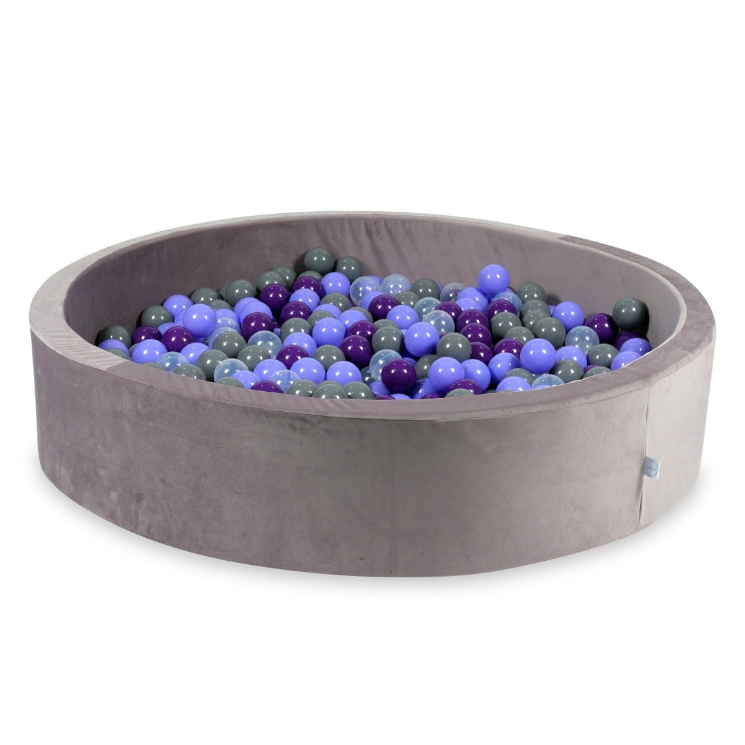Ball pit with balls 130 × 30 cm velvet lilac with 600 balls