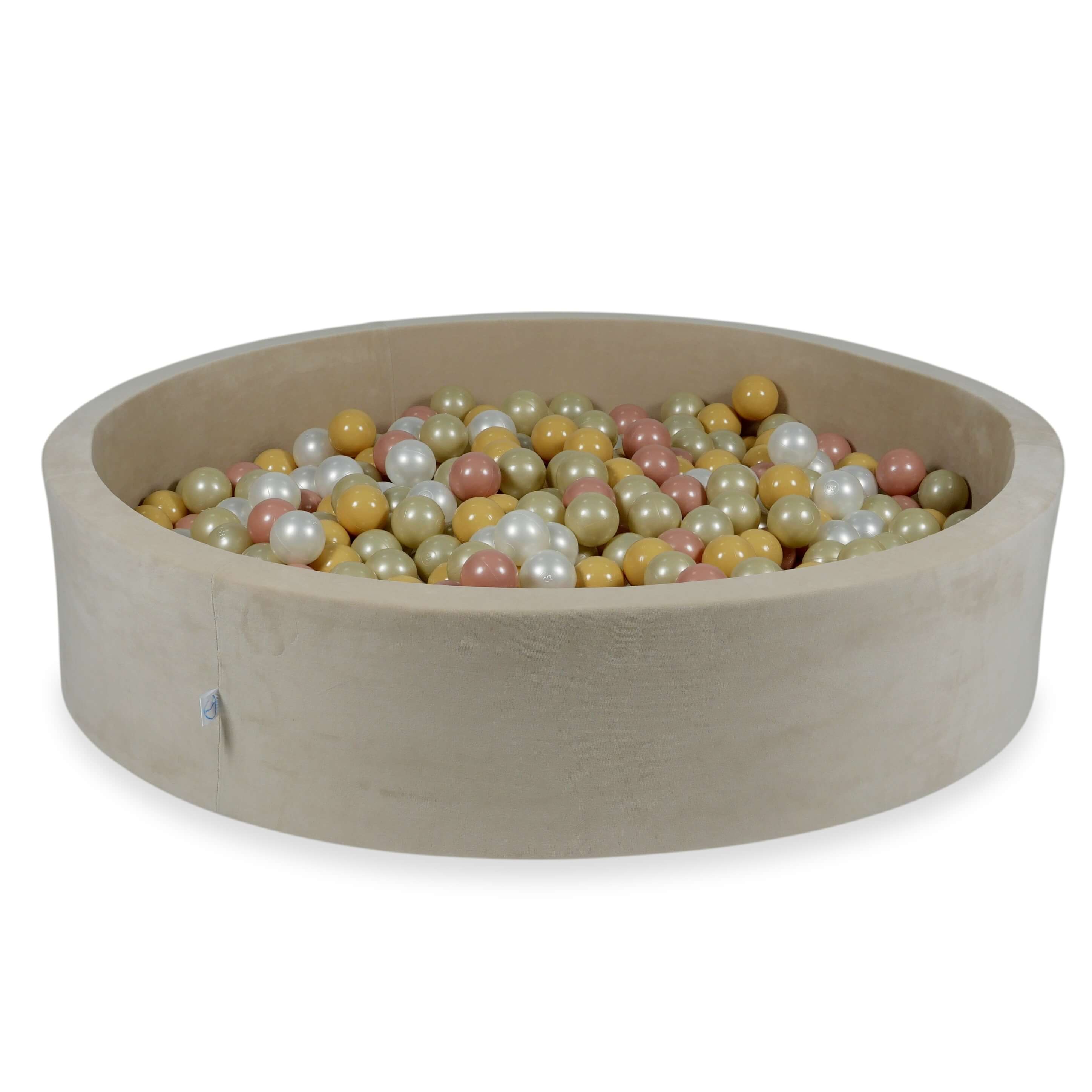 Ball pit with balls 130 × 30 cm Velvet Soft beige with 600 balls