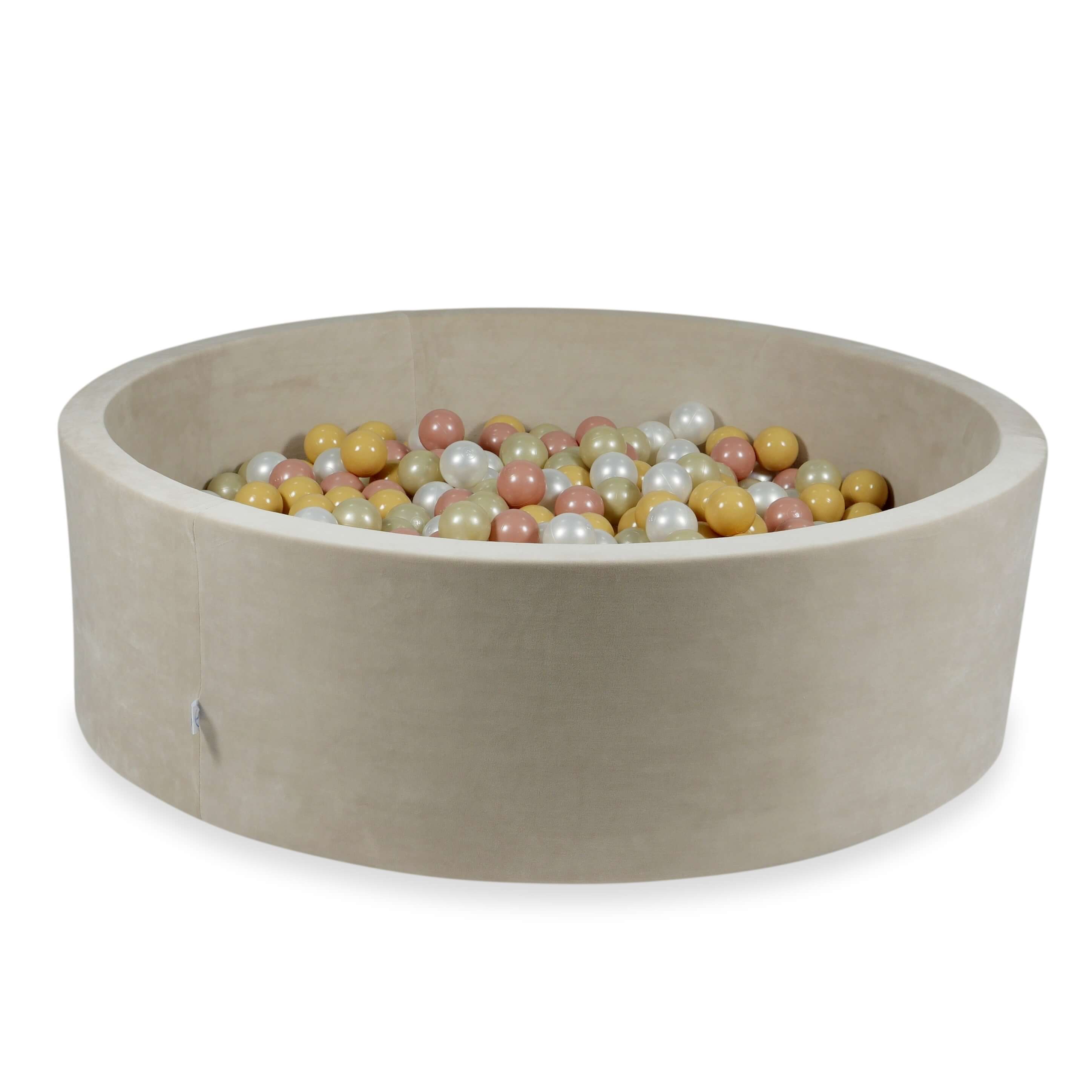 Ball pit with balls 130 × 40 cm Velvet Soft beige with 700 balls
