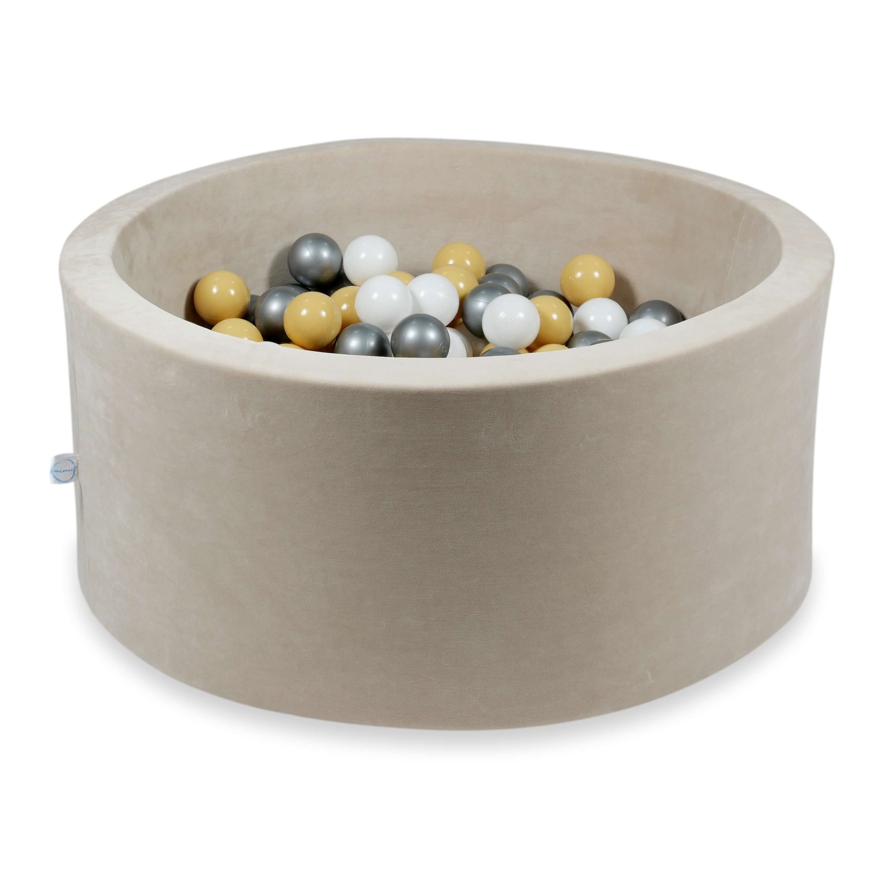 Ball pit with balls 90 × 40 cm Velvet Soft beige with 300 balls