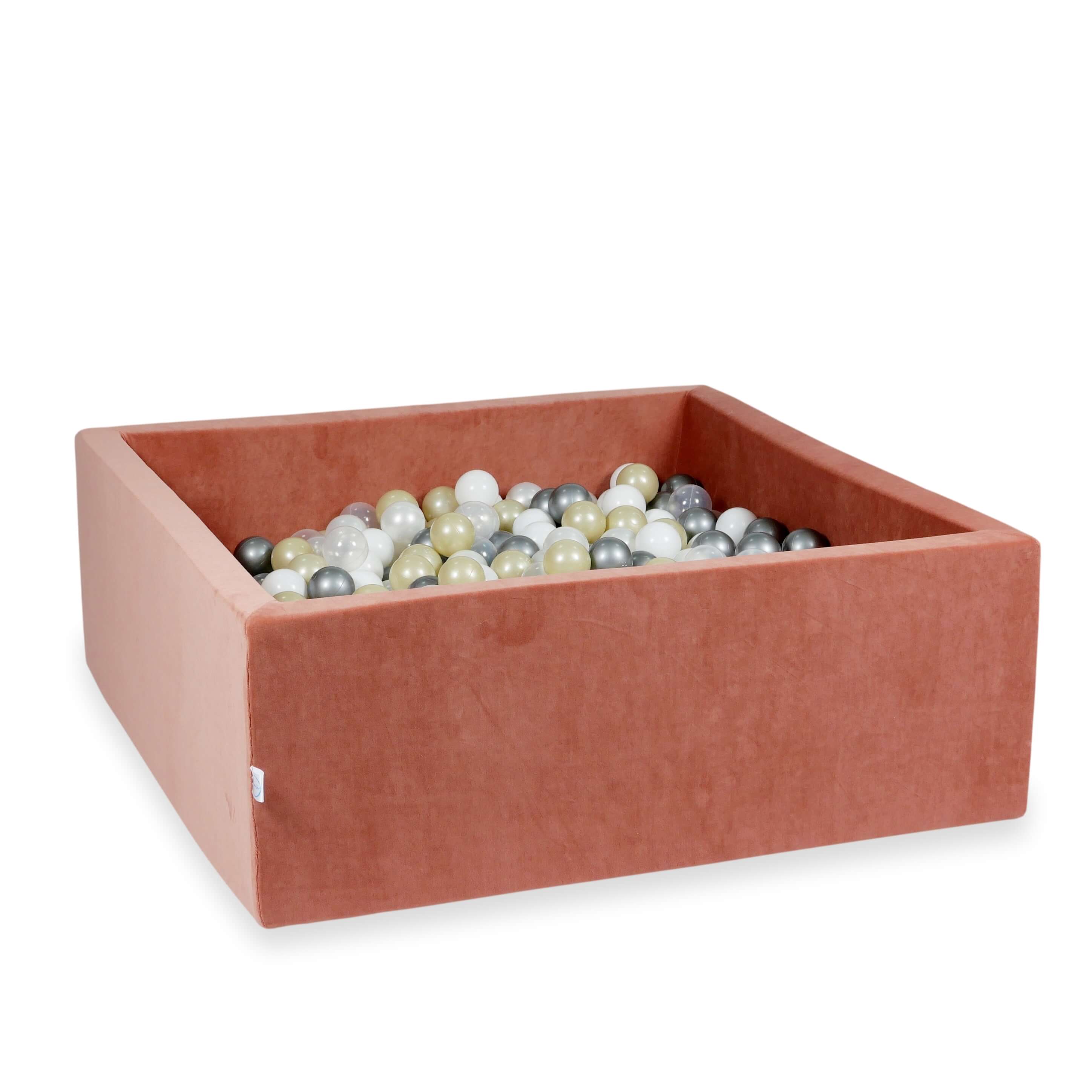 Square ball pit with balls 110 × 110 × 40 cm Velvet Soft + 600 balls