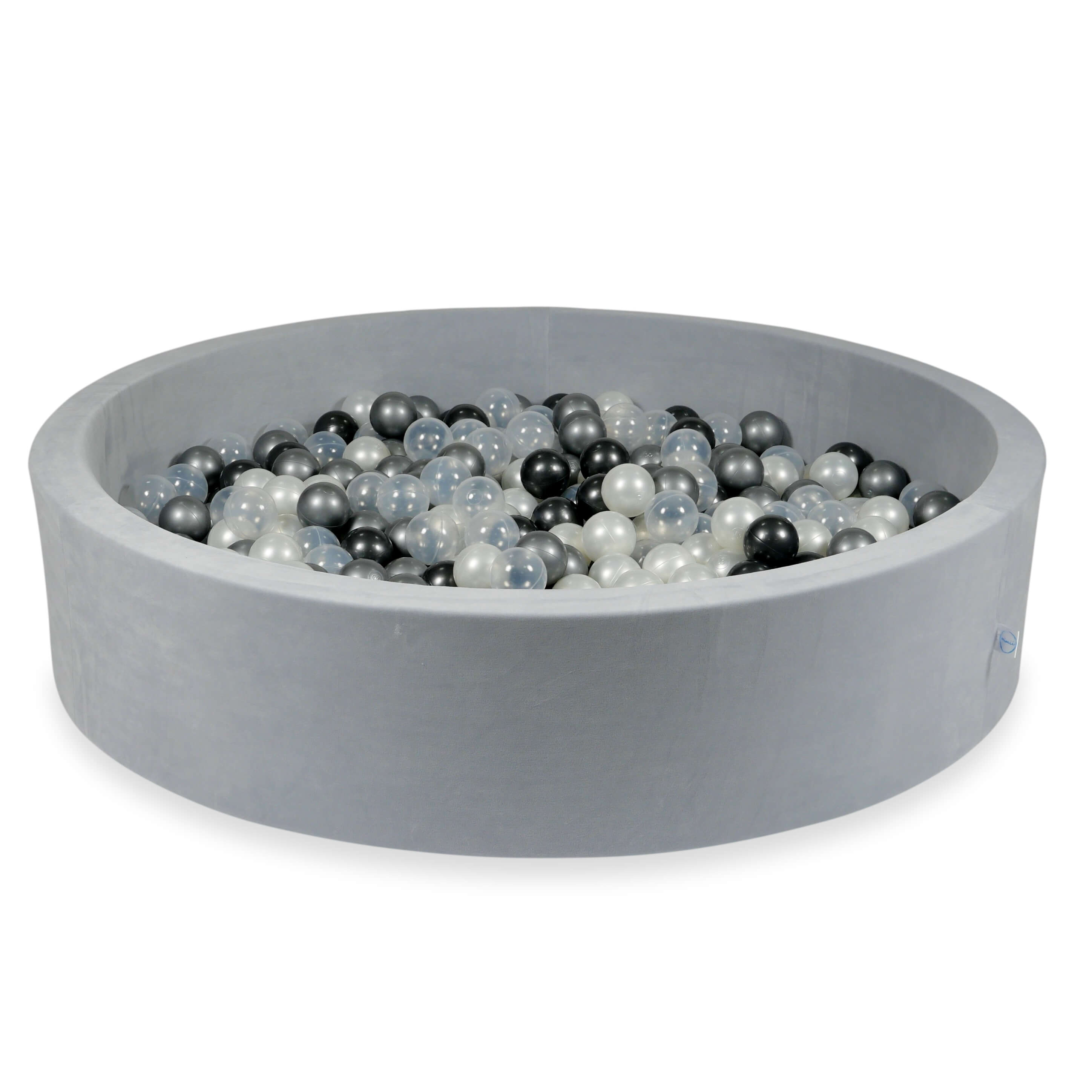 Ball pit with balls 130 × 30 cm Velvet Soft light grey with 600 balls