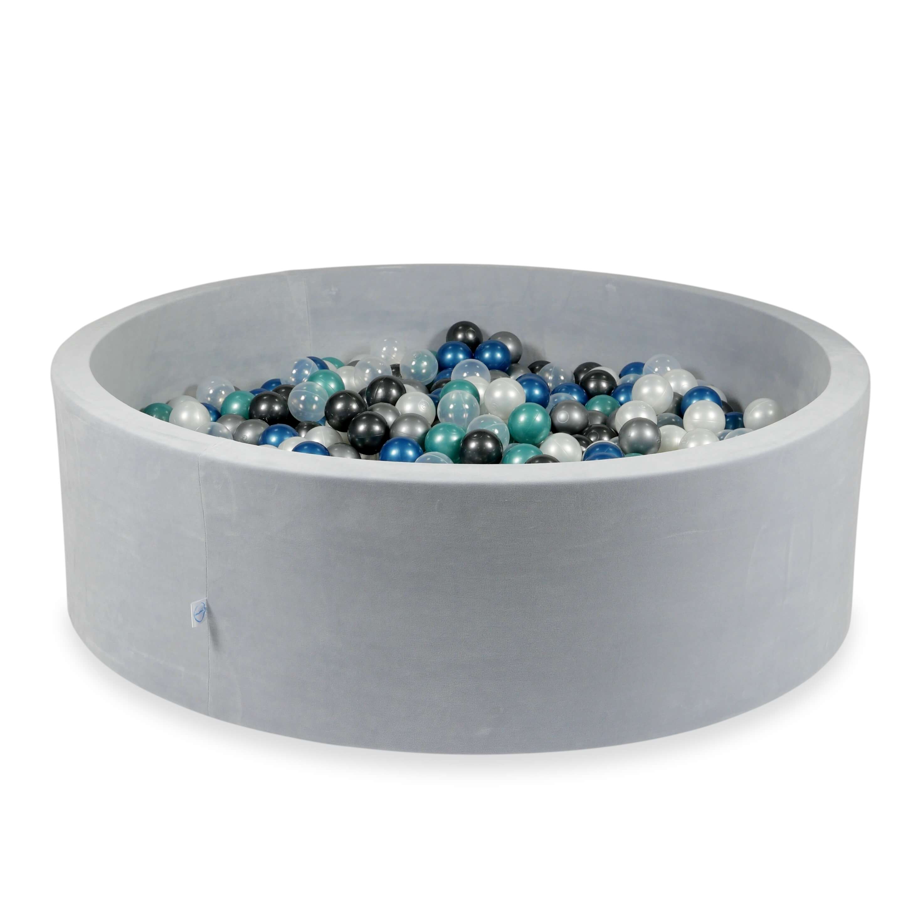 Ball pit with balls 130 × 40 cm Velvet Soft light grey with 700 balls