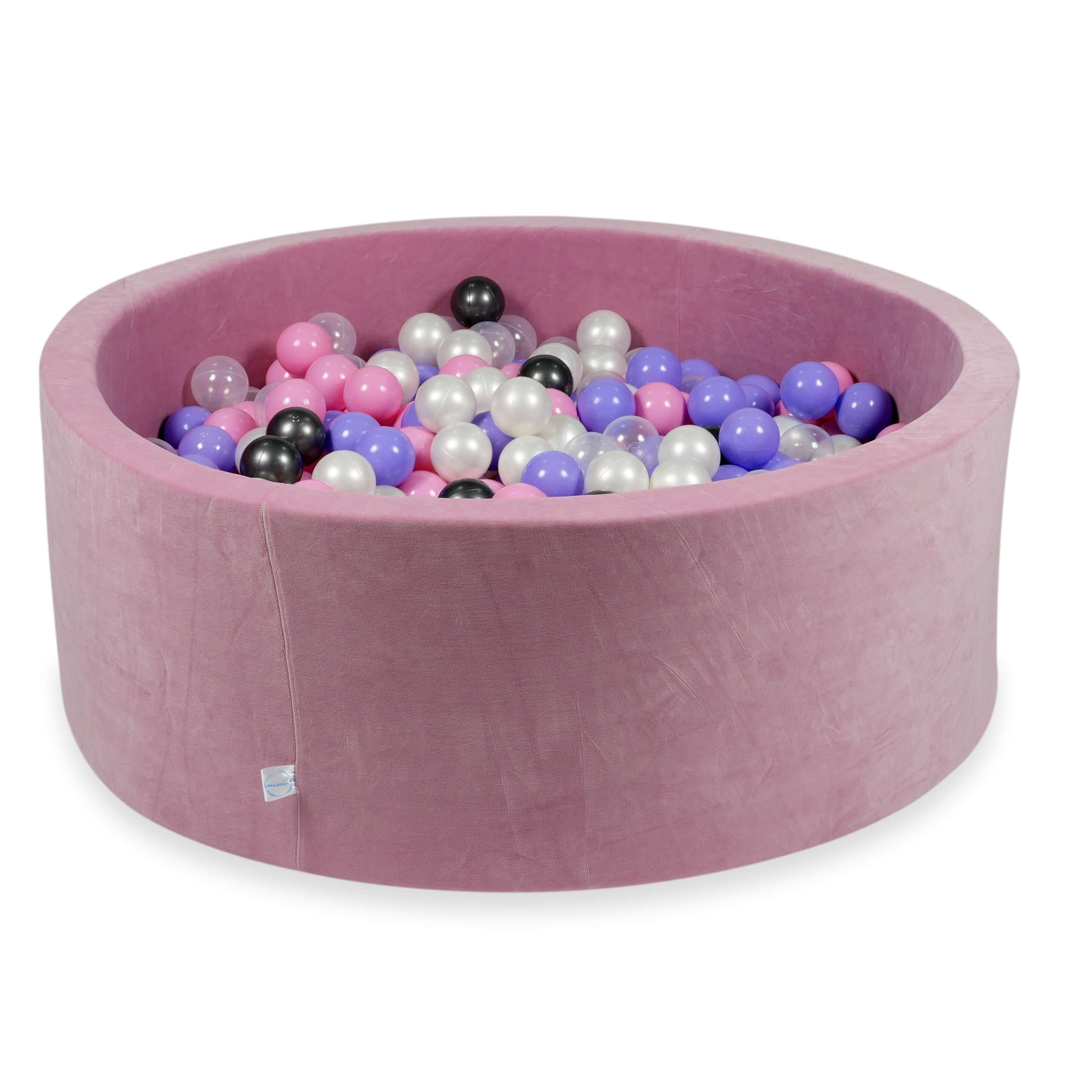 Ball pit with balls 110 × 40 cm Velvet Soft pink with 500 balls