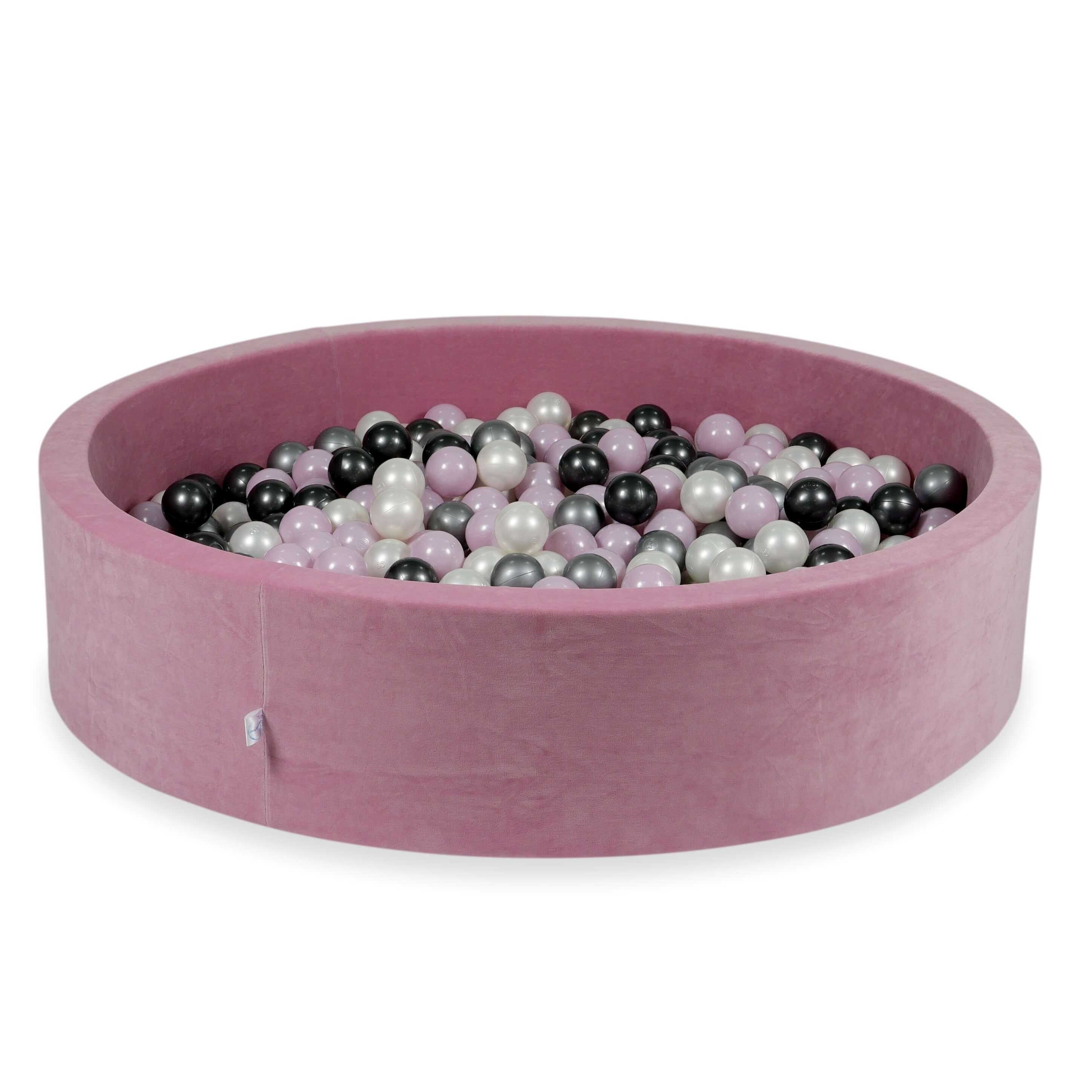 Ball pit with balls 130 × 30 cm Velvet Soft pink with 600 balls