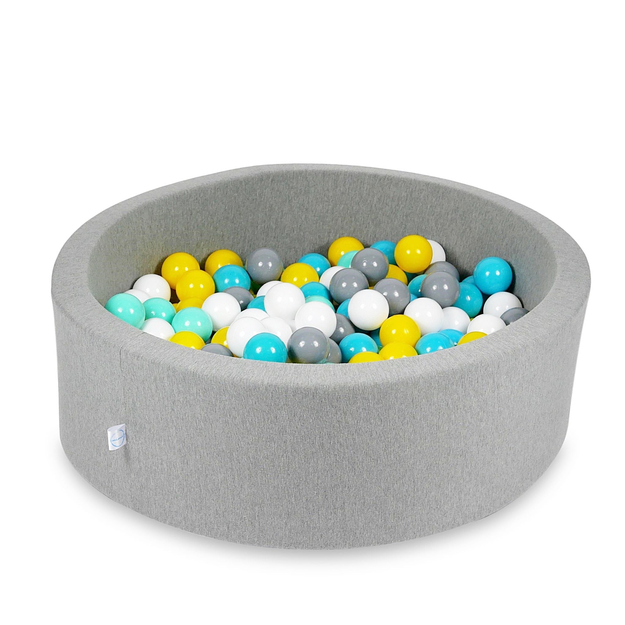Mimii Bällebad in Grau – rund, 90 × 30 cm, mit 200 Bällen