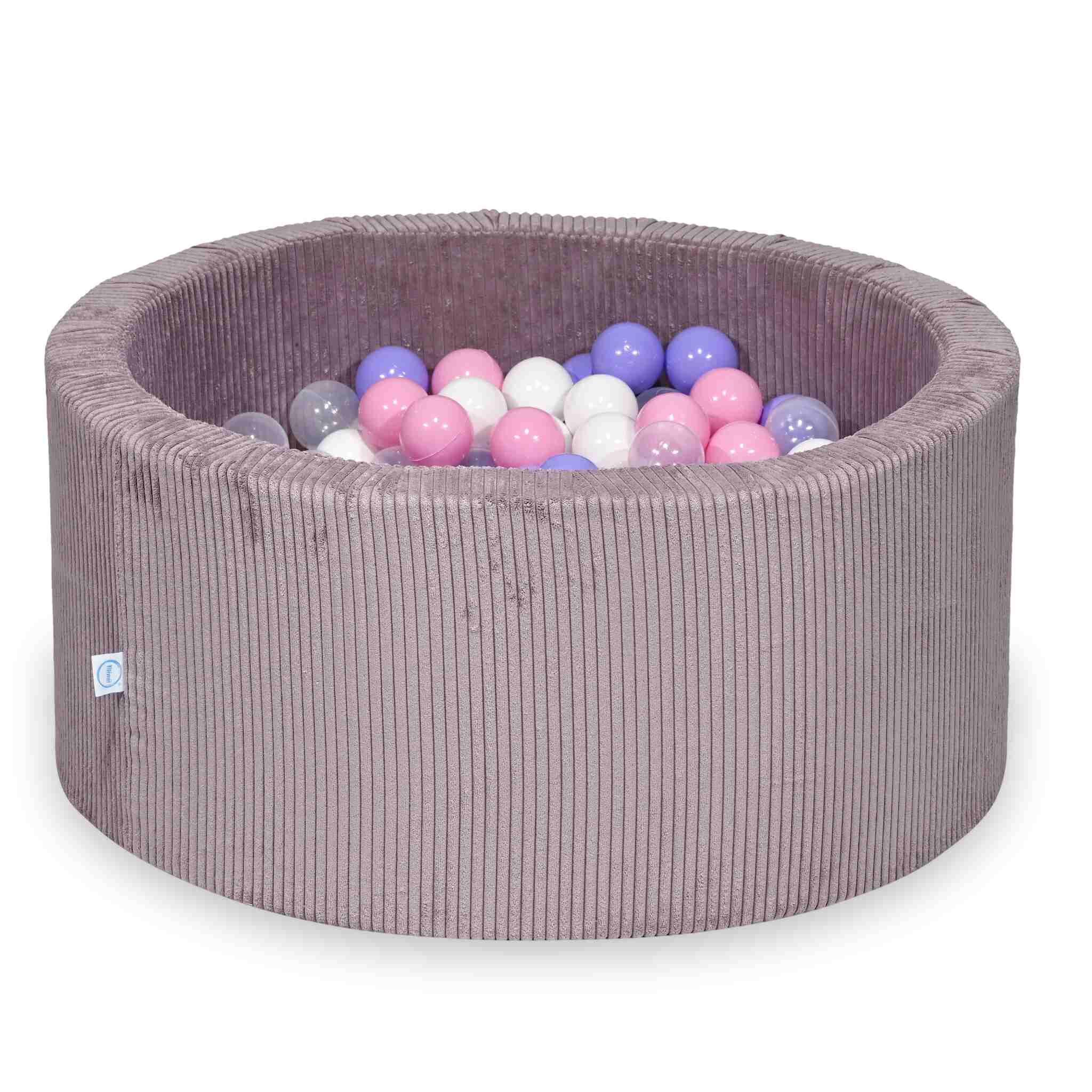 Basen z kulkami sztruks lawenda 90x40 cm z 300 piłkami