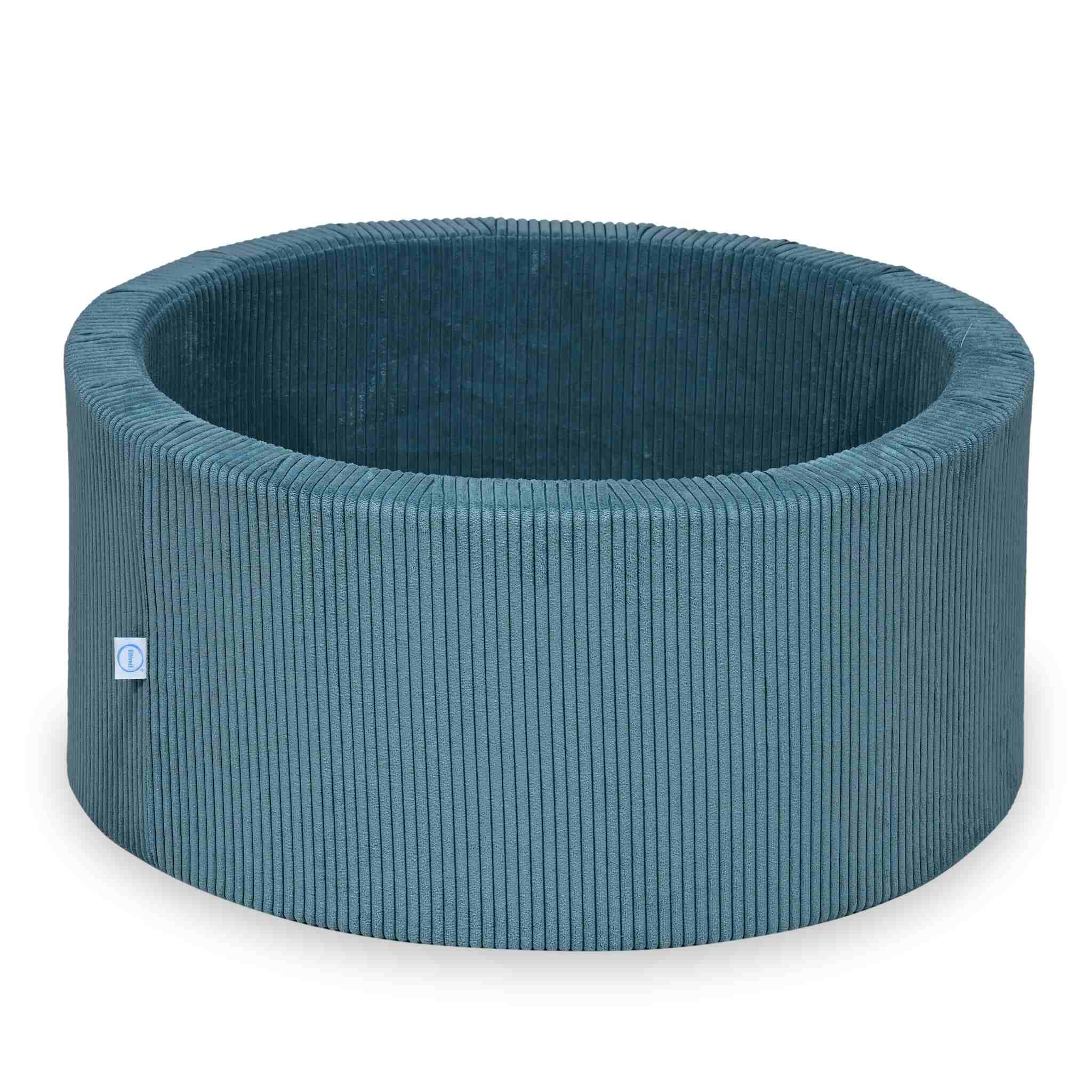 Mimii Bällebad aus Cord in Blau – rund, 90 × 40 cm, ohne Bälle