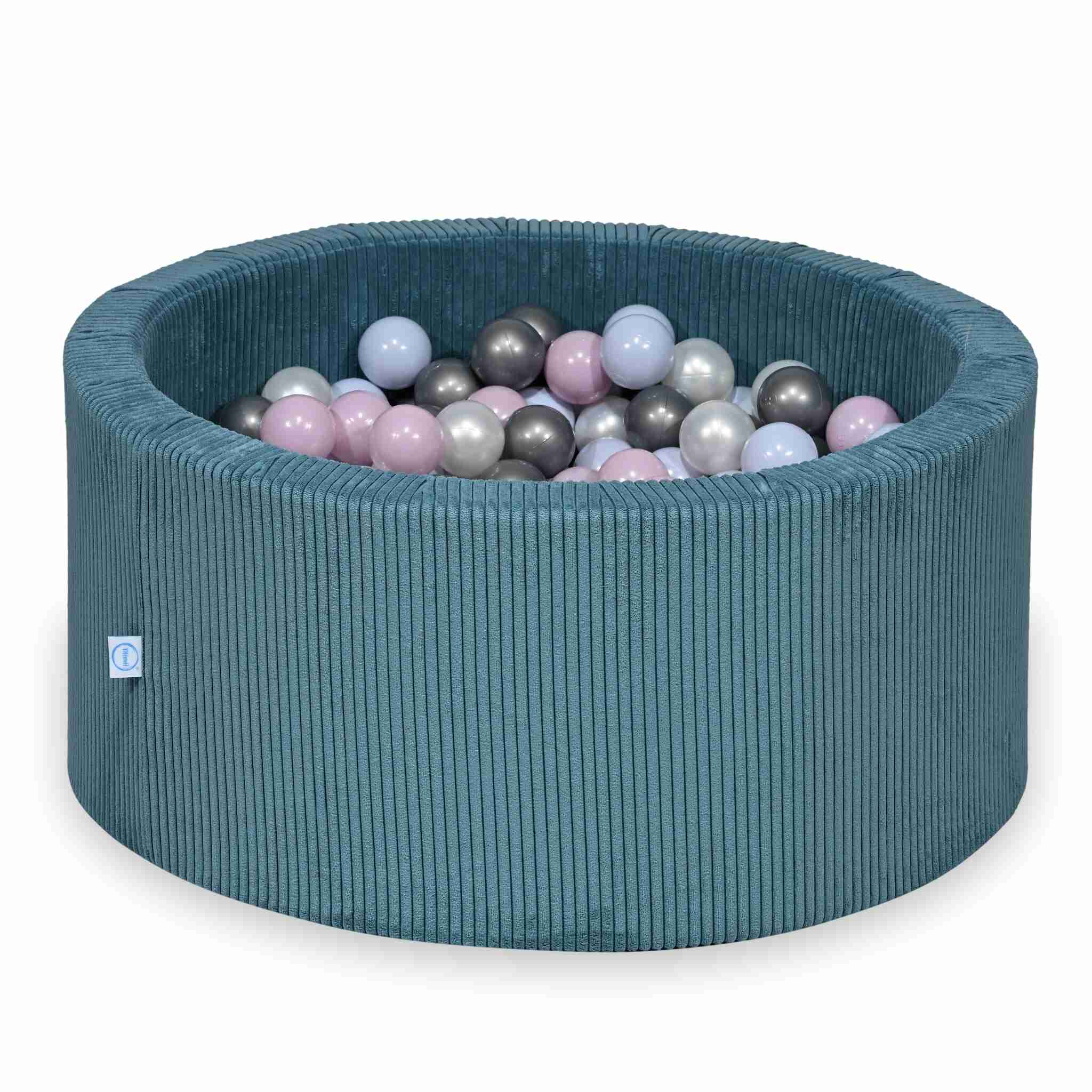 Basen z kulkami sztruks niebieski 90x40 cm z 300 piłkami