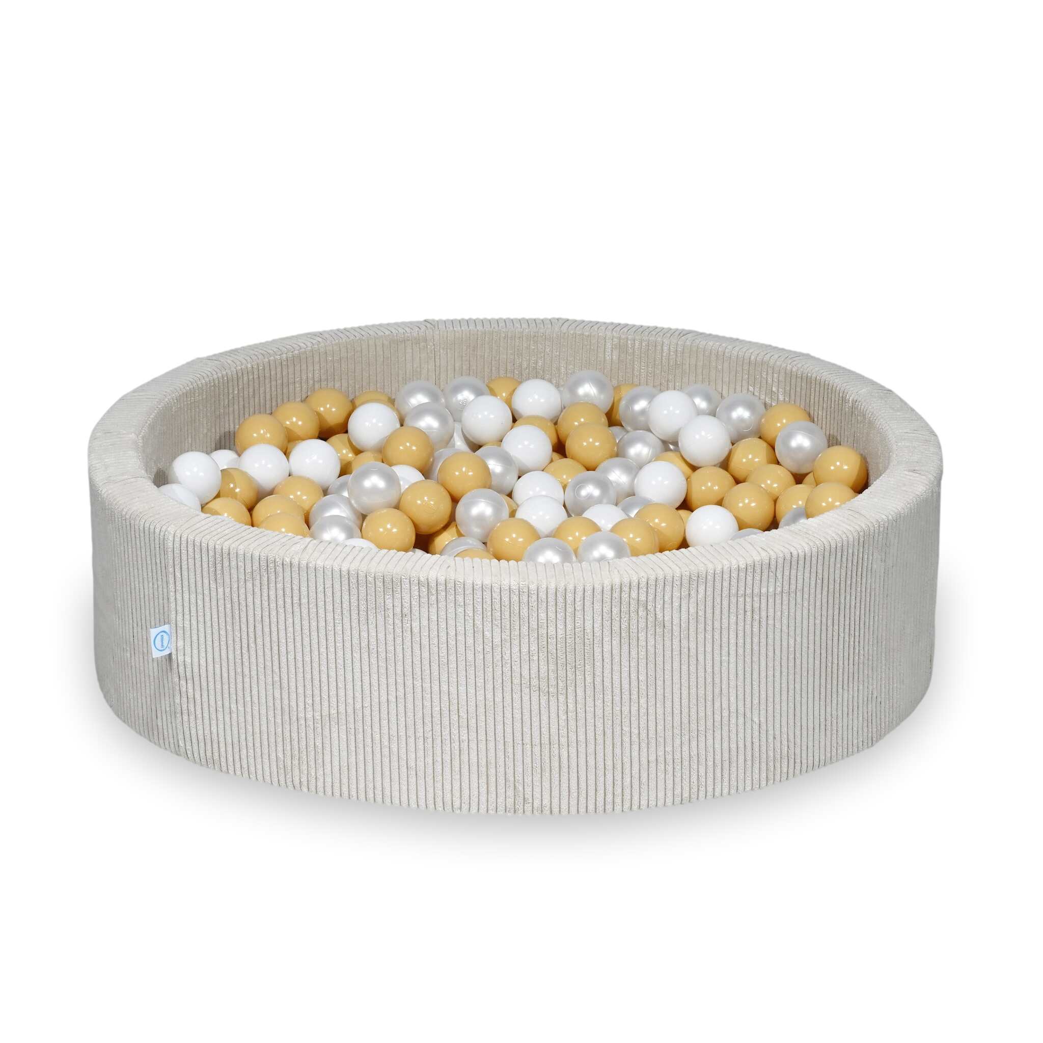 Mimii Bällebad aus Cord in Beige – rund, 110 × 30 cm, mit 400 Bällen