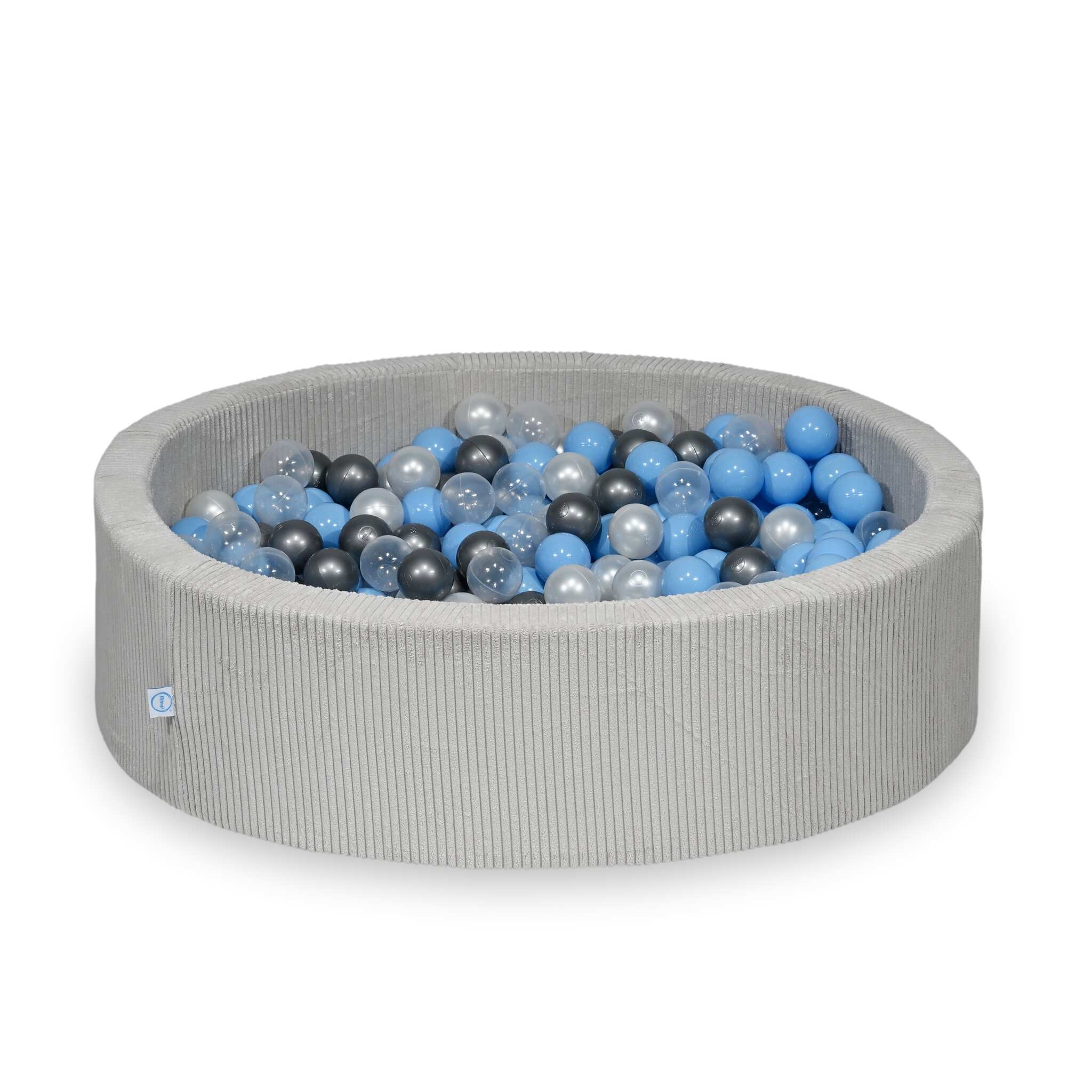 Ball pit with balls 110 × 30 cm corduroy grey with 400 balls