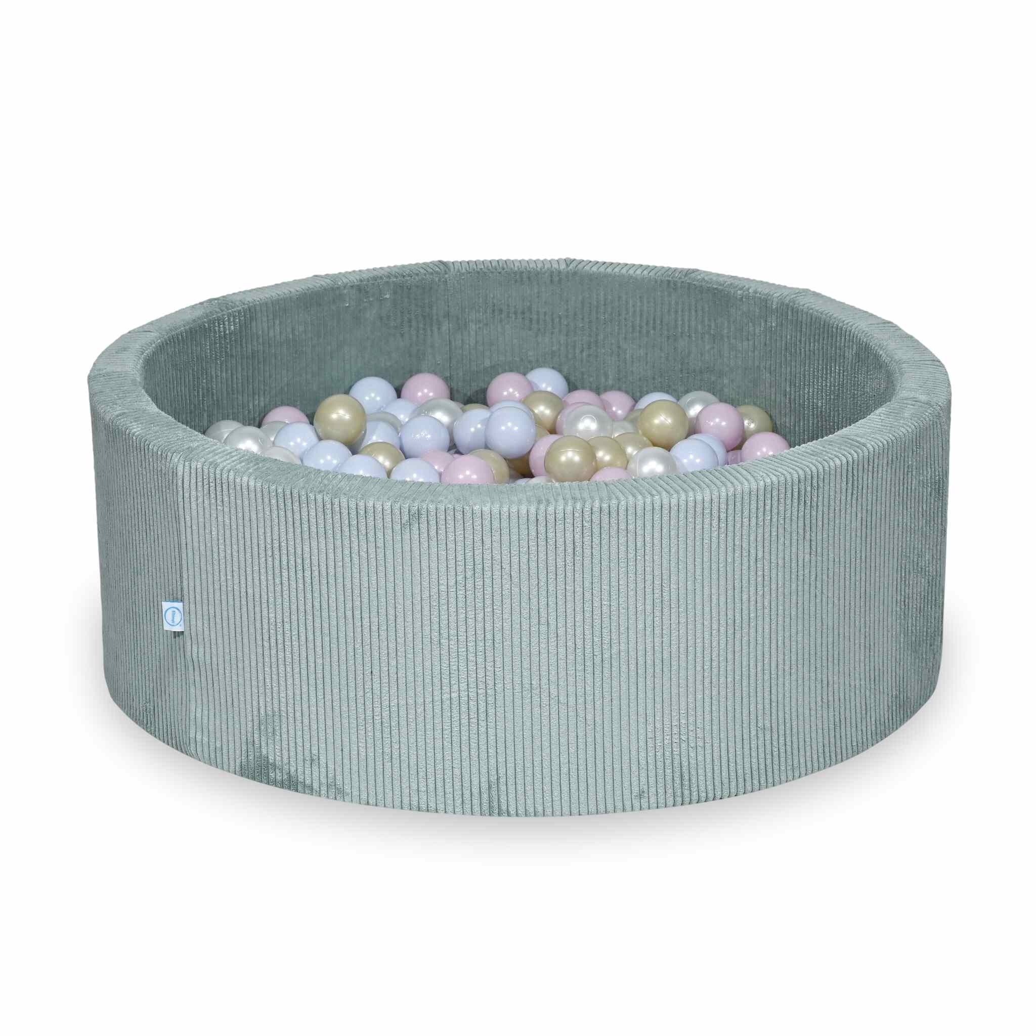Ball pit with balls 110 × 40 cm corduroy light mint with 500 balls