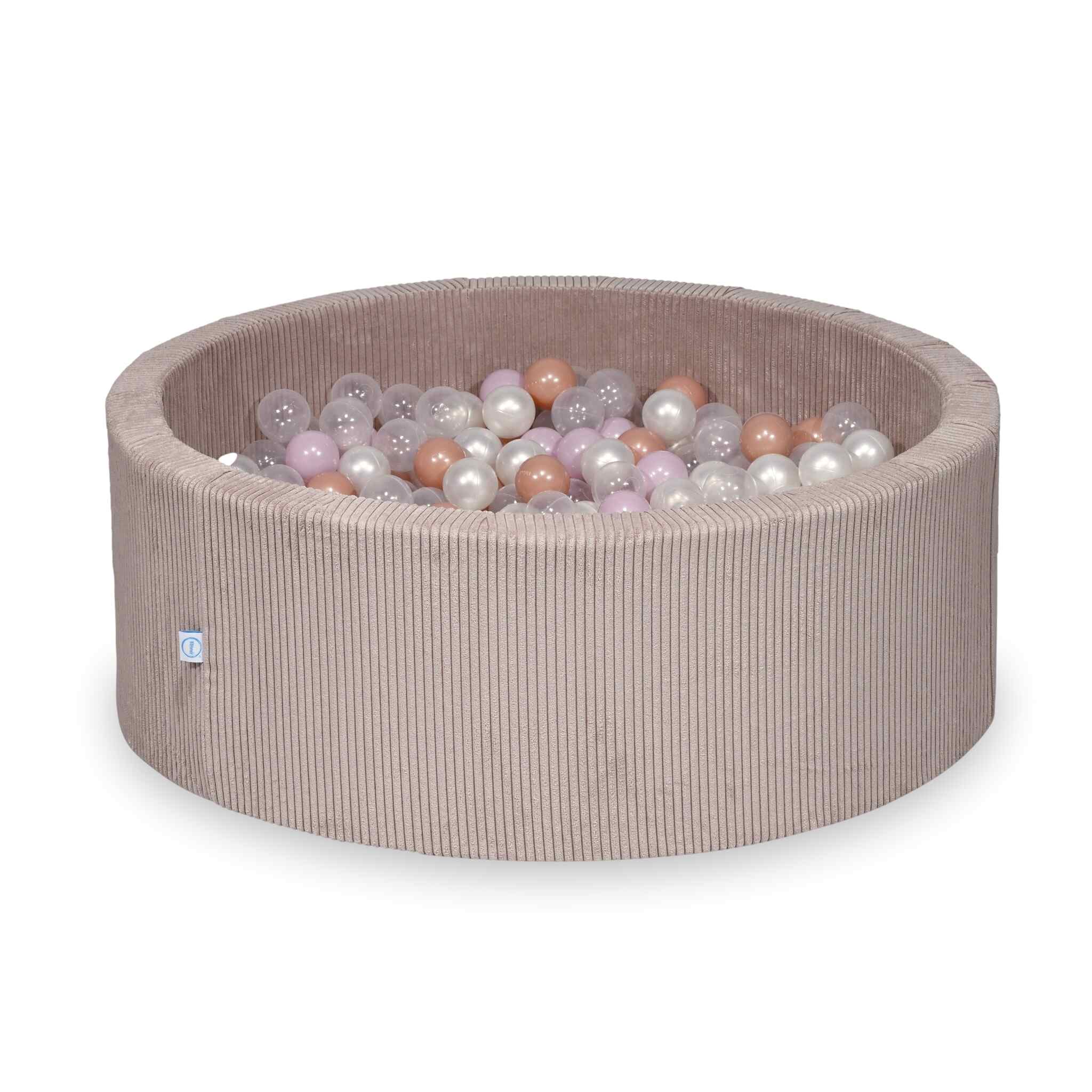Ball pit with balls 110 × 40 cm corduroy light pink with 500 balls