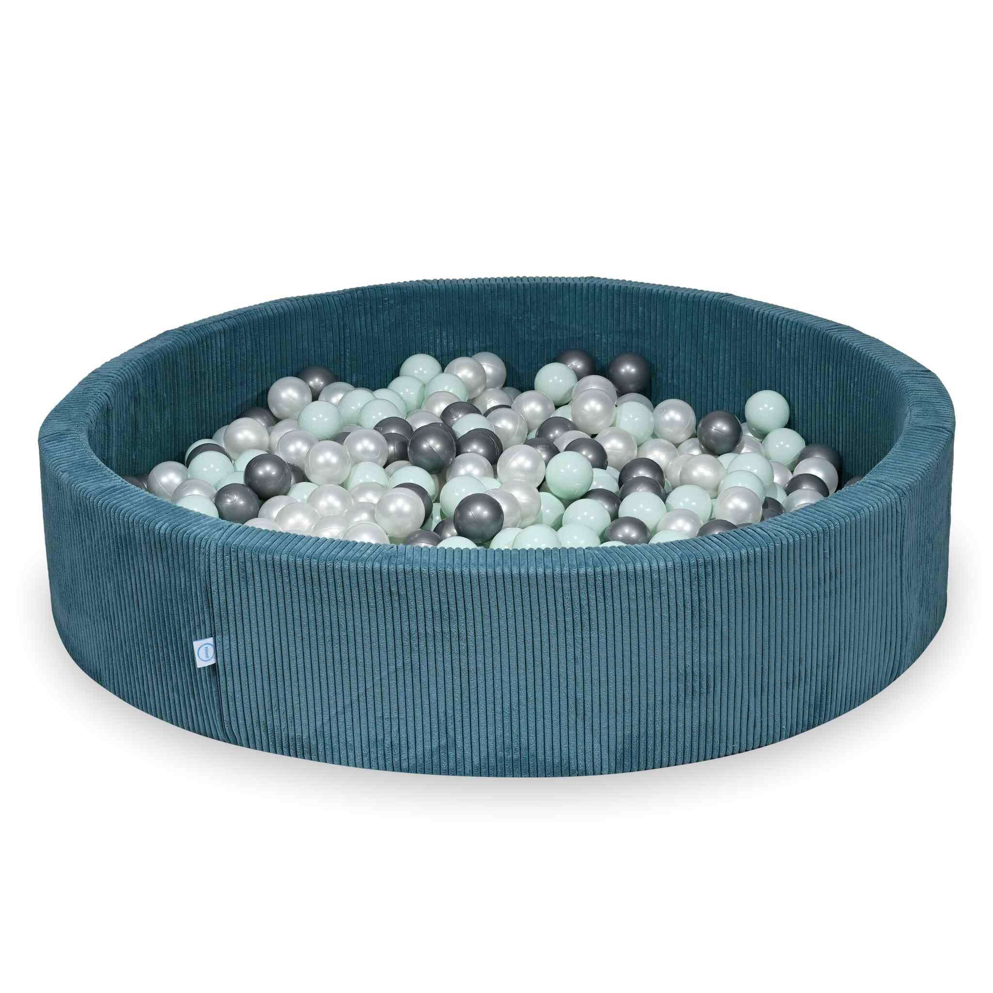 Mimii Bällebad aus Cord in Blau – rund, 130 × 30 cm, mit 600 Bällen
