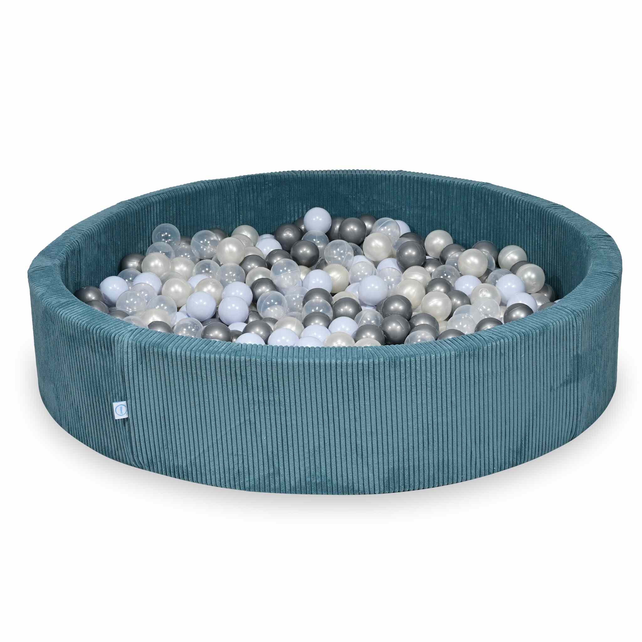 Ball pit with balls 130 × 30 cm corduroy blue with 600 balls
