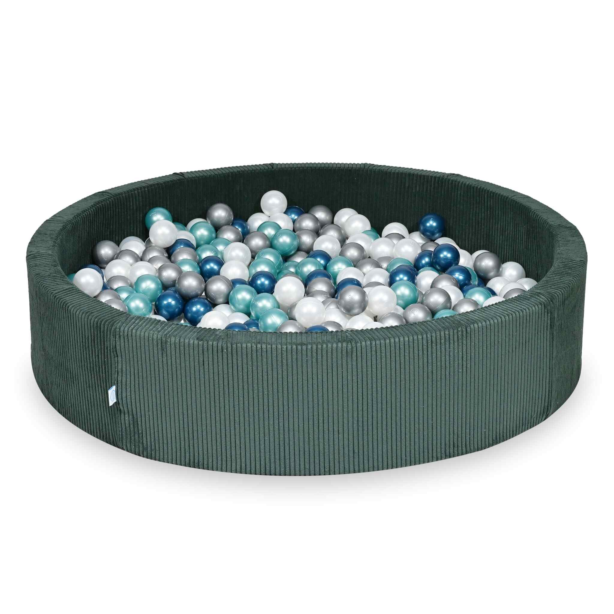 Ball pit with balls 130 × 30 cm corduroy green with 600 balls
