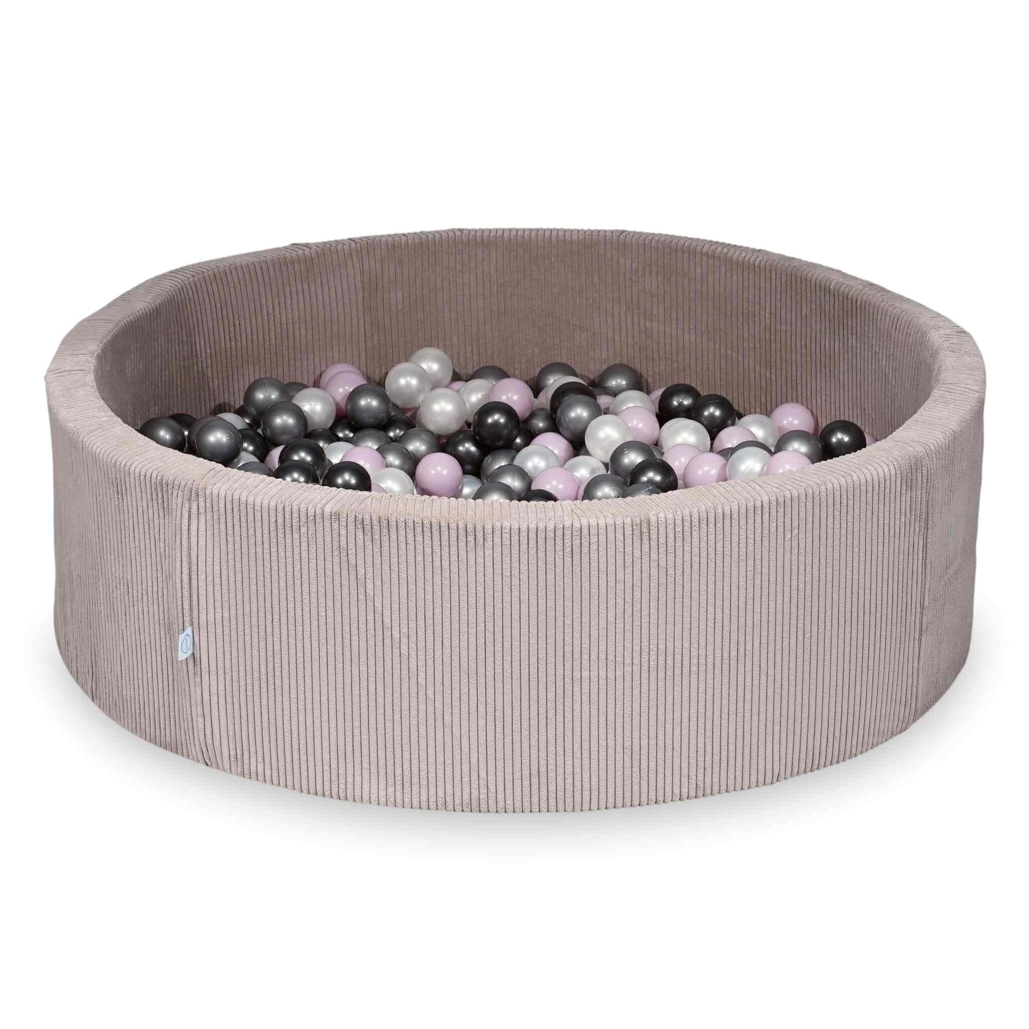 Ball pit with balls 130 × 40 cm corduroy light pink with 700 balls