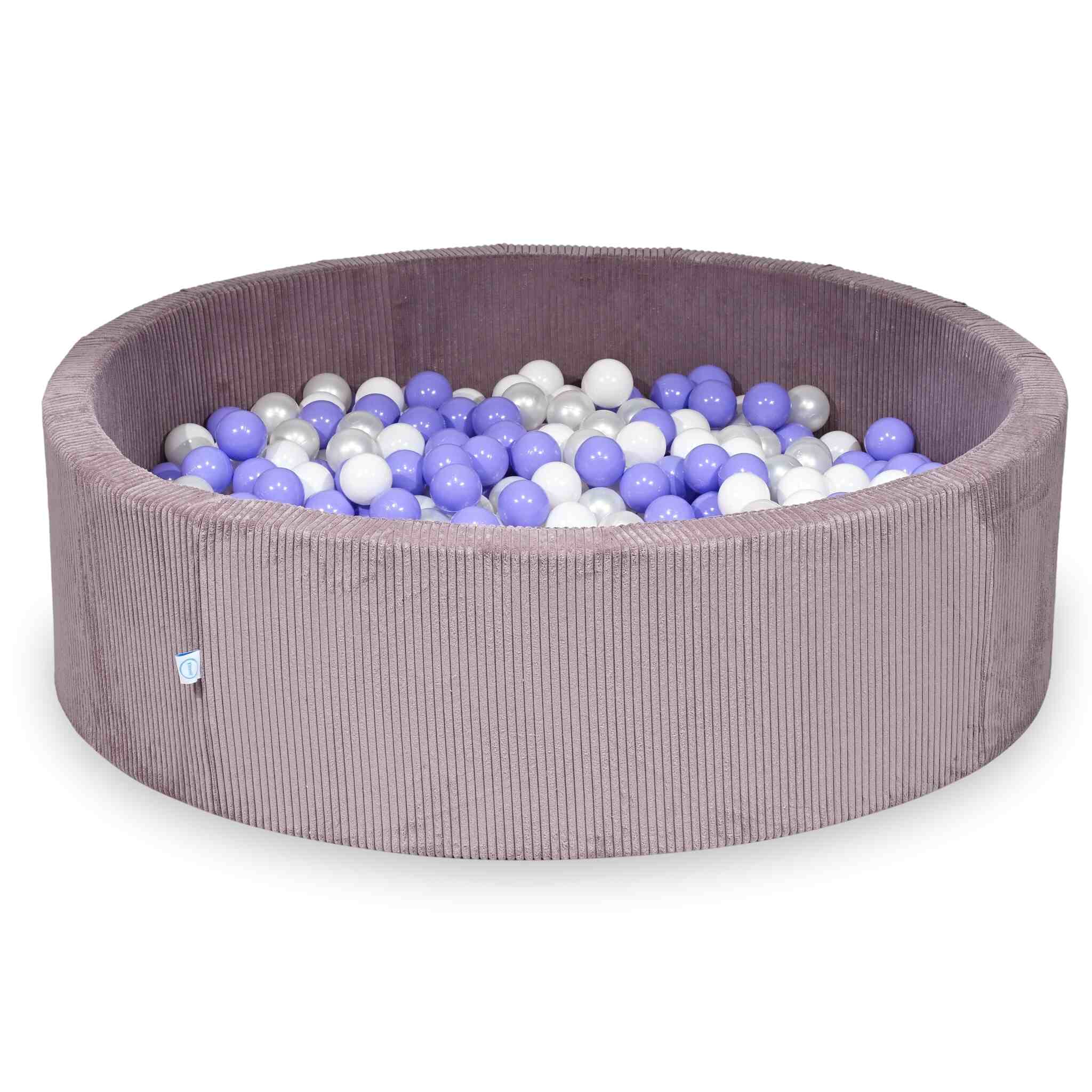 Mimii Bällebad aus Cord in Lavendel – rund, 130 × 40 cm, mit 700 Bällen