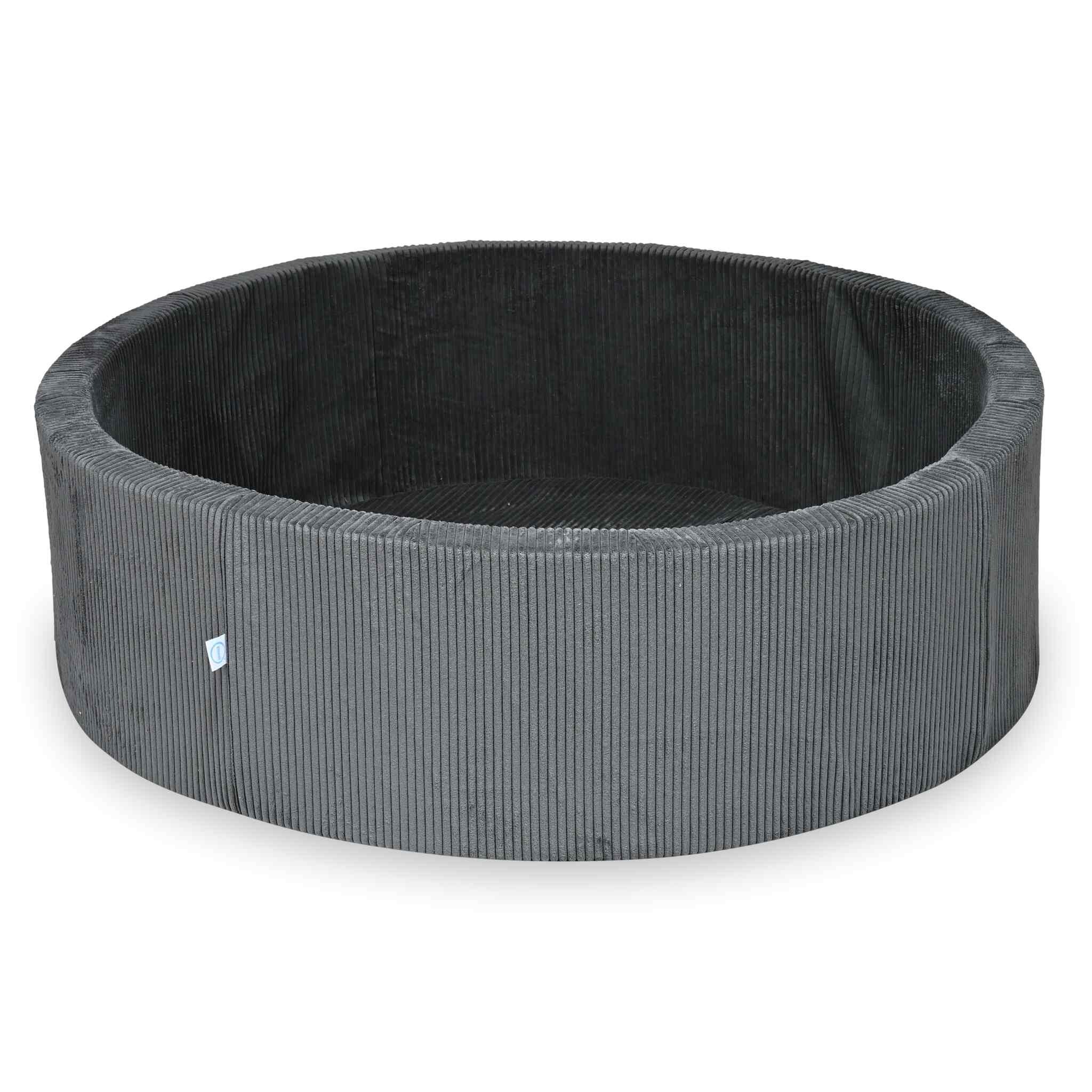 Mimii Bällebad aus Cord in Graphit – rund, 130 × 40 cm, ohne Bälle