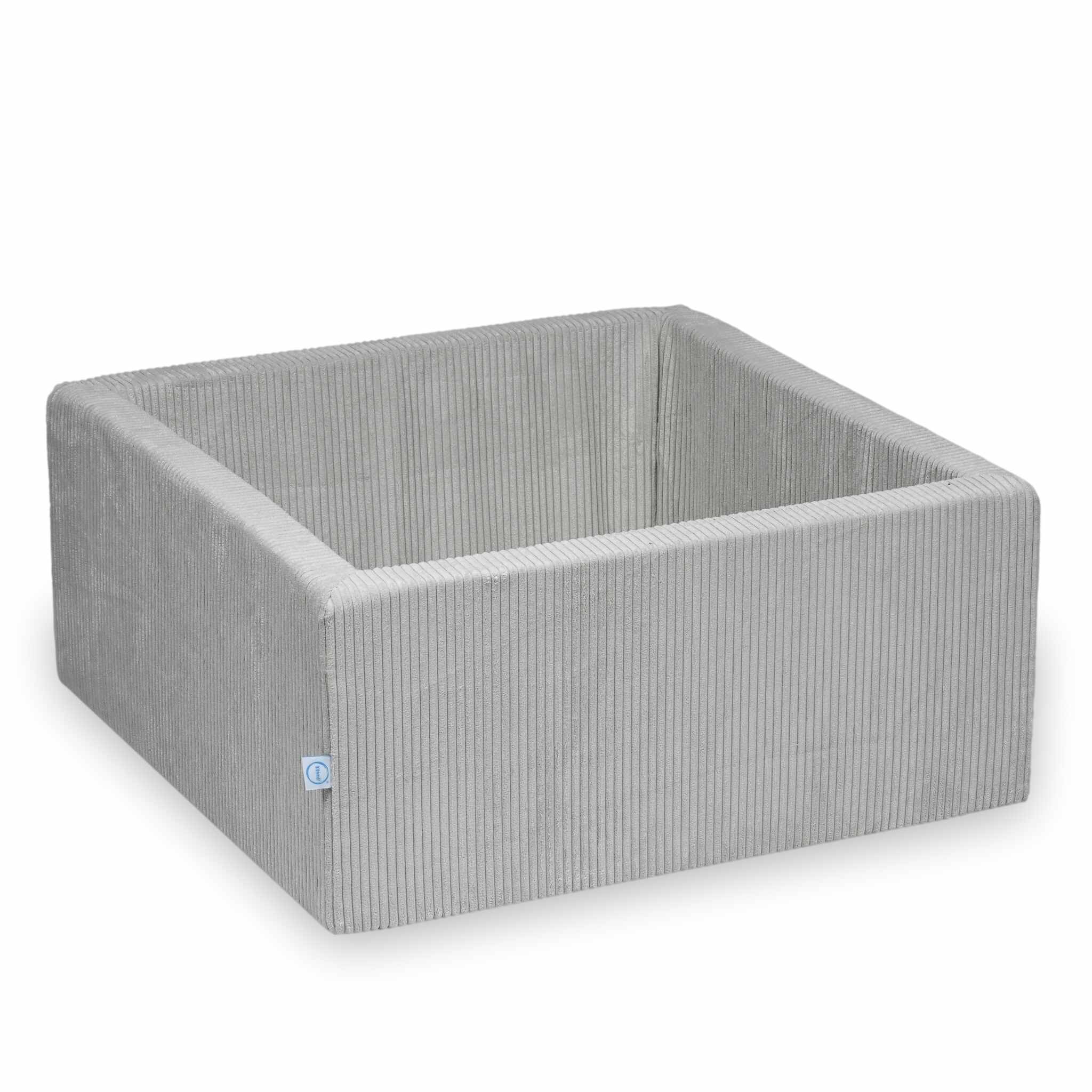 Square ball pit 90 × 90 × 40 cm corduroy grey without balls