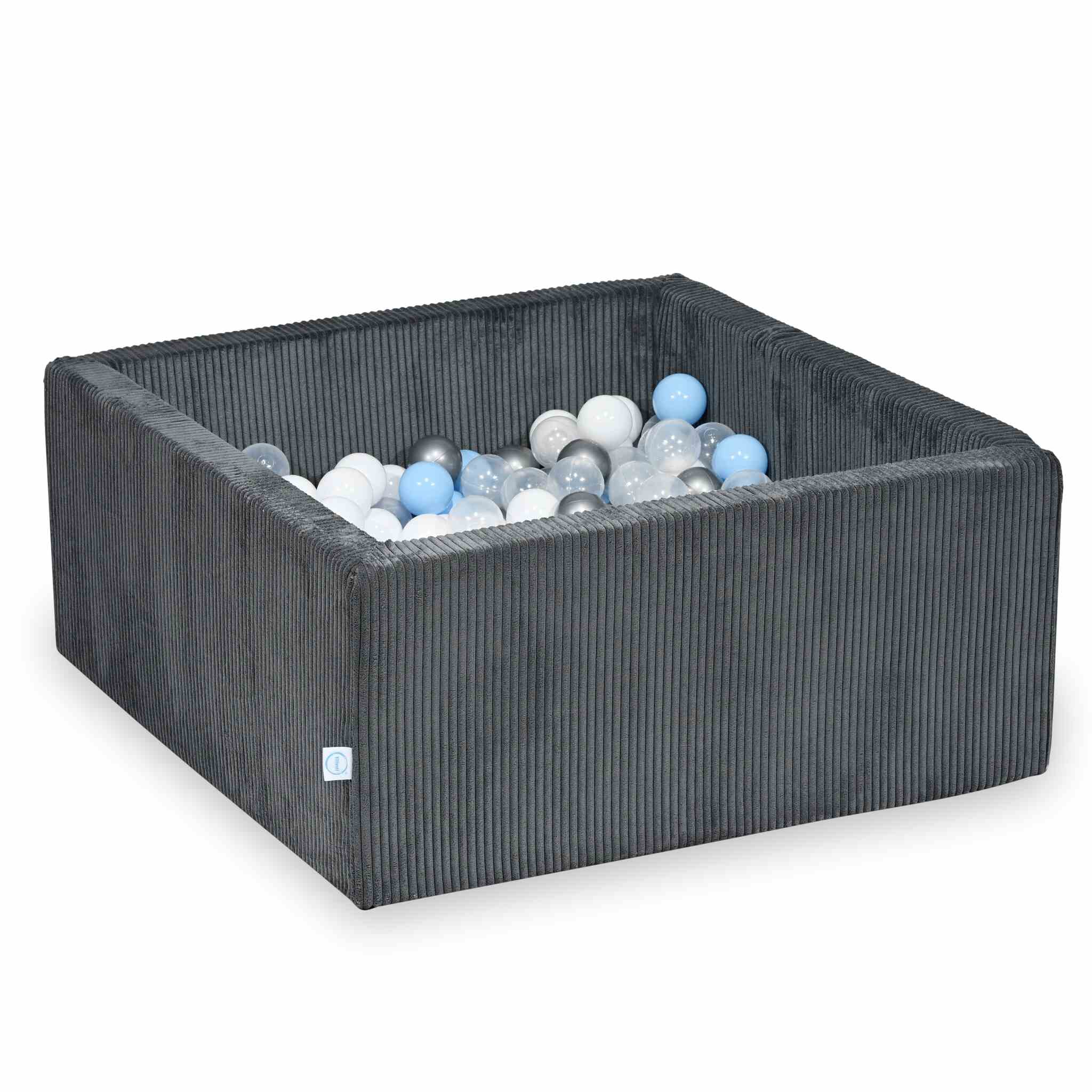 Square ball pit with balls 90 × 90 × 40 cm corduroy graphite + 400 balls
