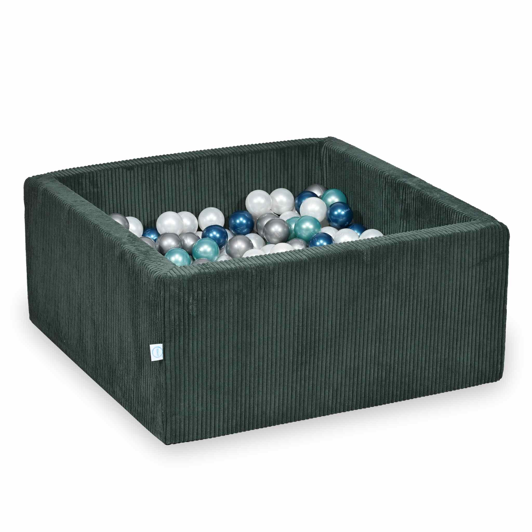 Square ball pit with balls 90 × 90 × 40 cm corduroy green + 400 balls