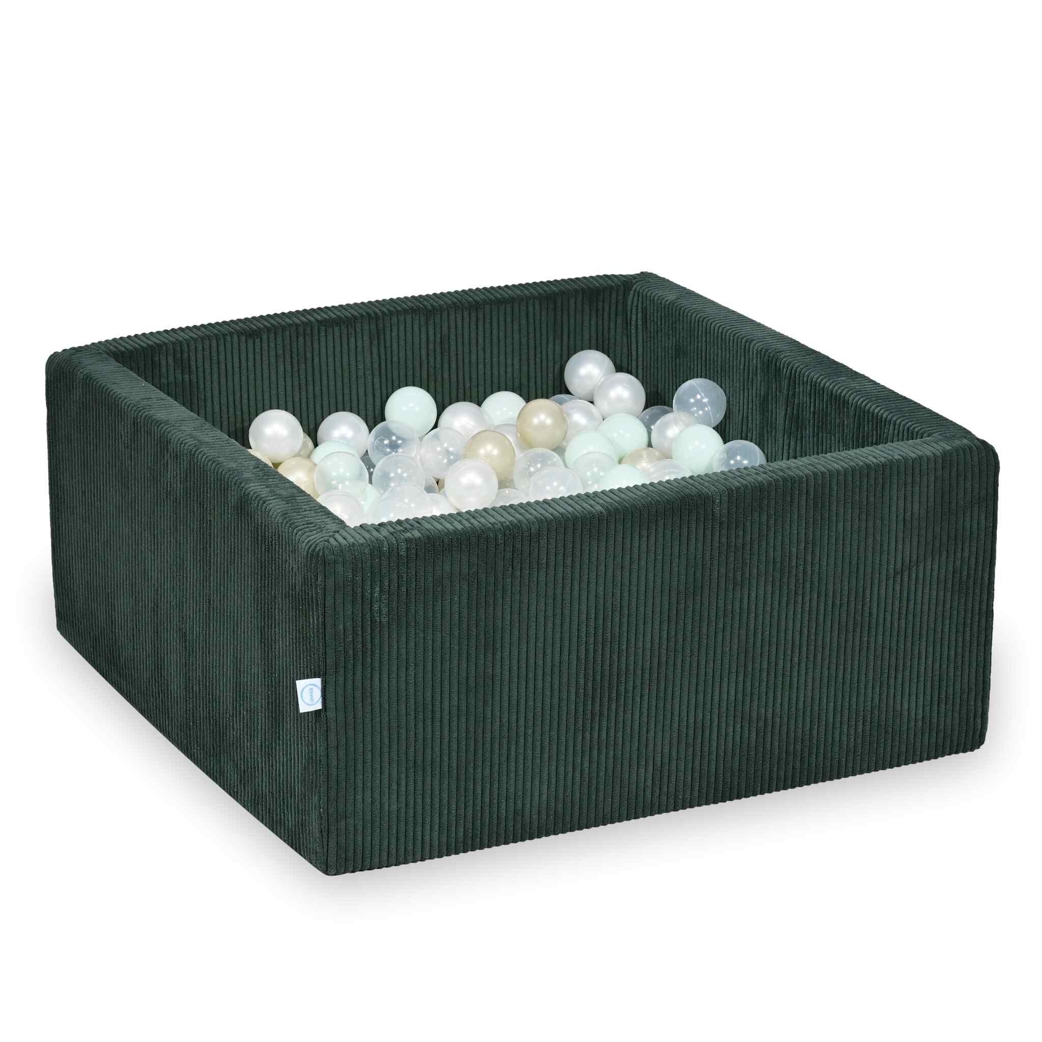 Square ball pit with balls 90 × 90 × 40 cm corduroy green + 400 balls