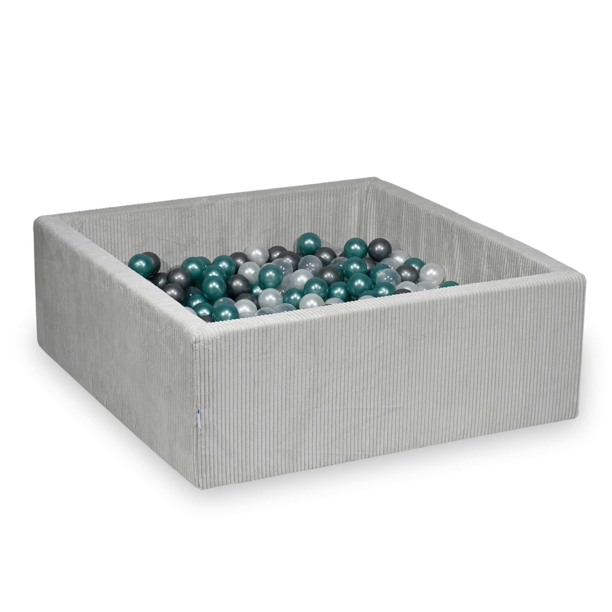 Square ball pit with balls 110 × 110 × 40 cm corduroy grey + 600 balls