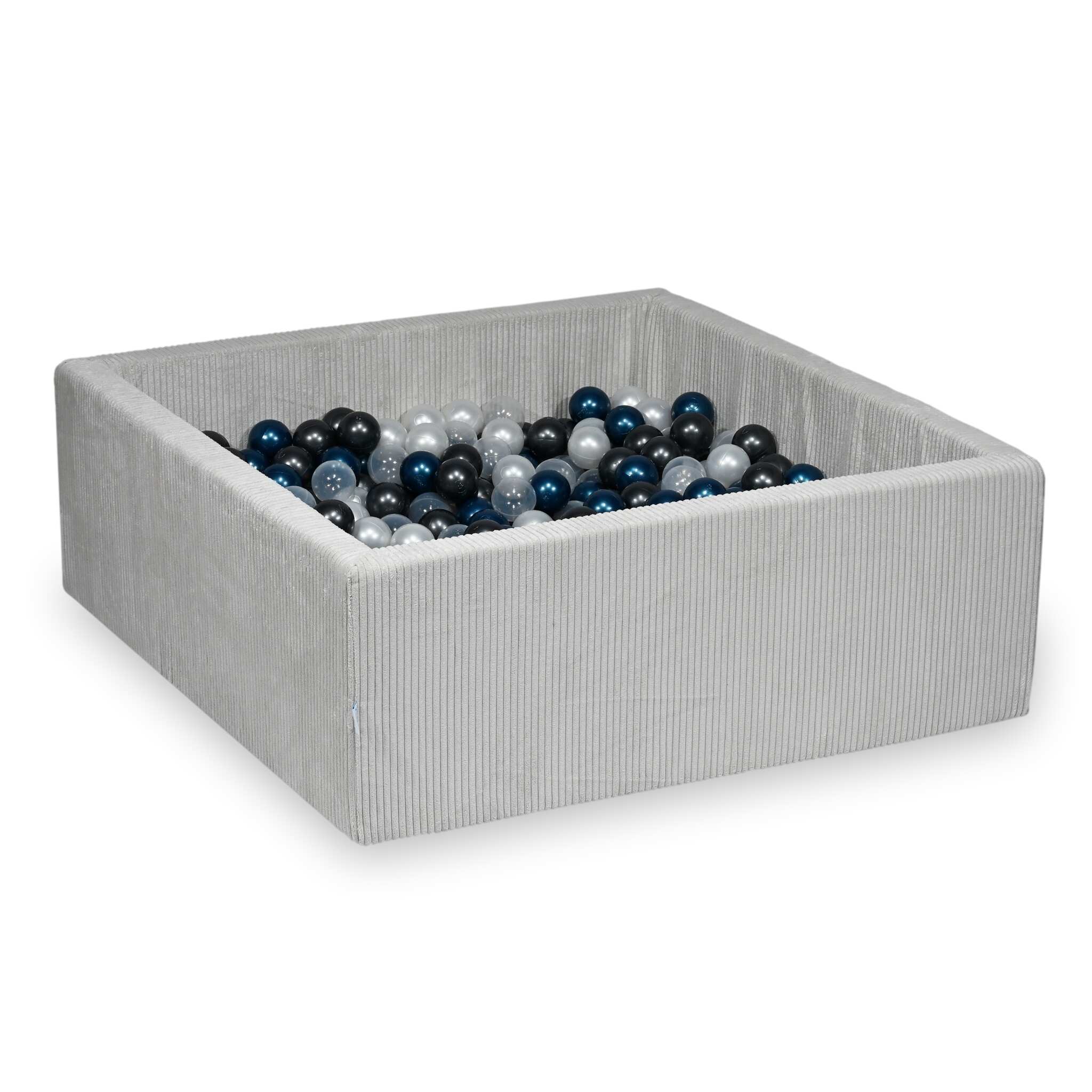 Square ball pit with balls 110 × 110 × 40 cm corduroy grey + 600 balls