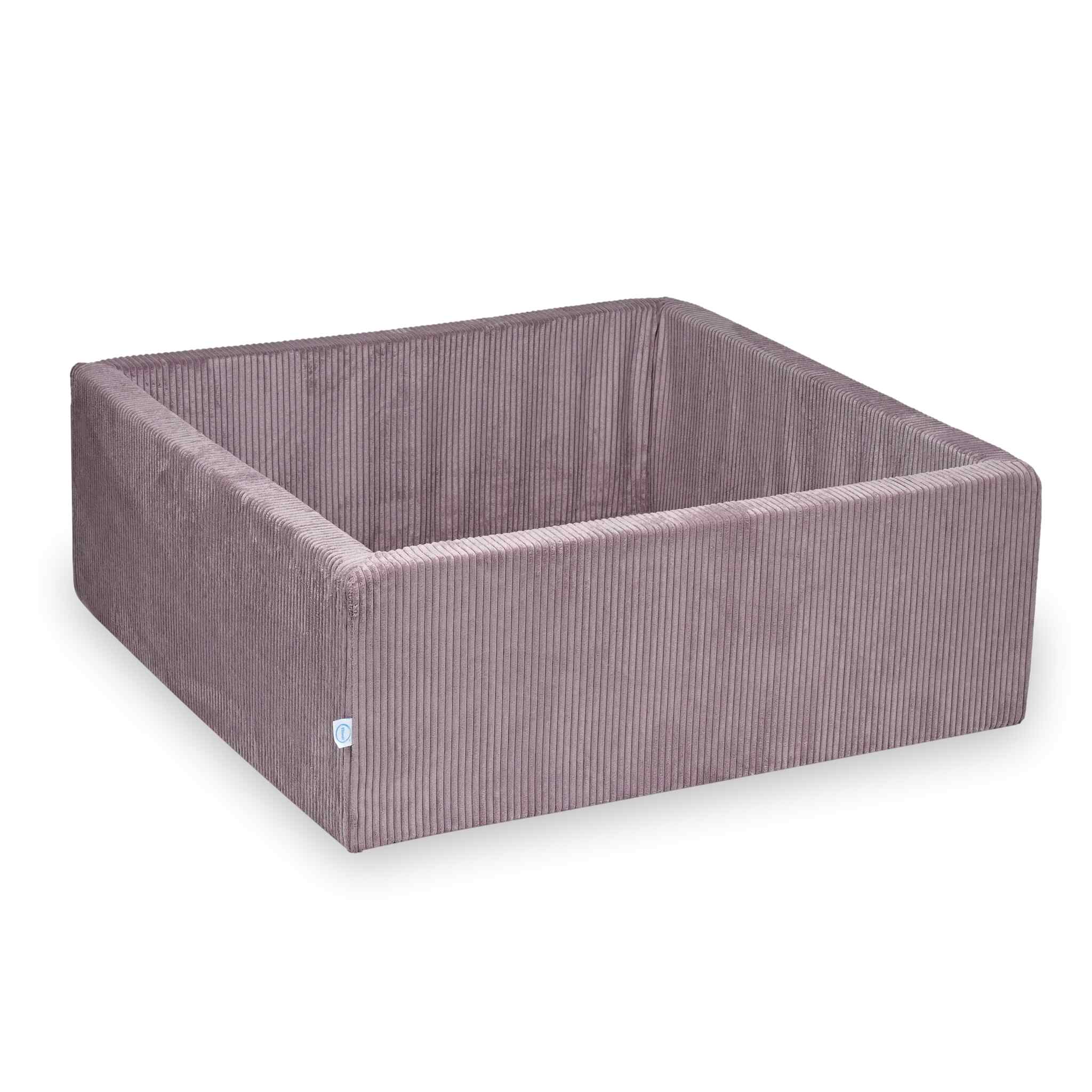 Kwadratowy suchy basen 110x110x40 cm sztruks lawenda bez piłek