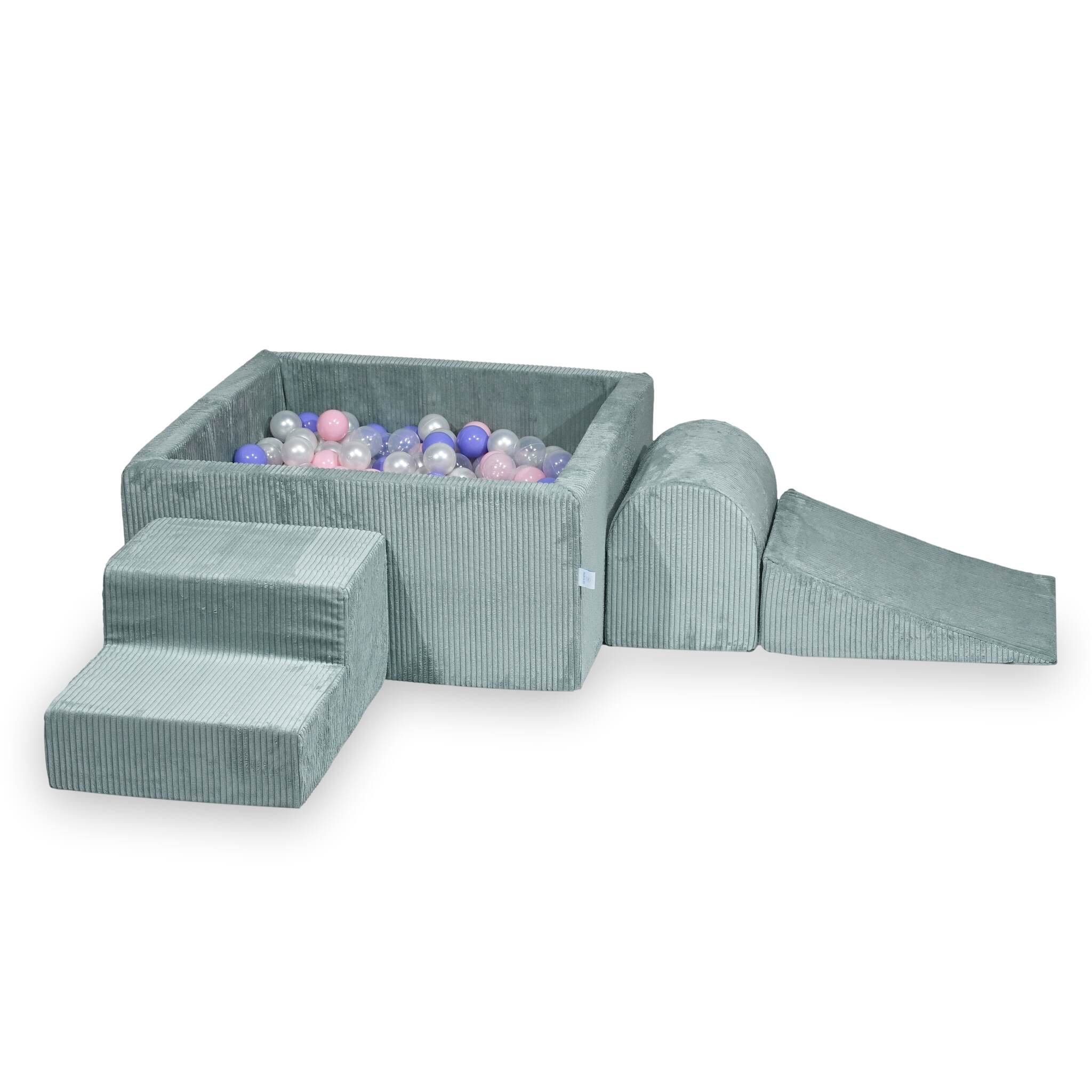 Foam play set with square ball pit corduroy light mint + 400 balls